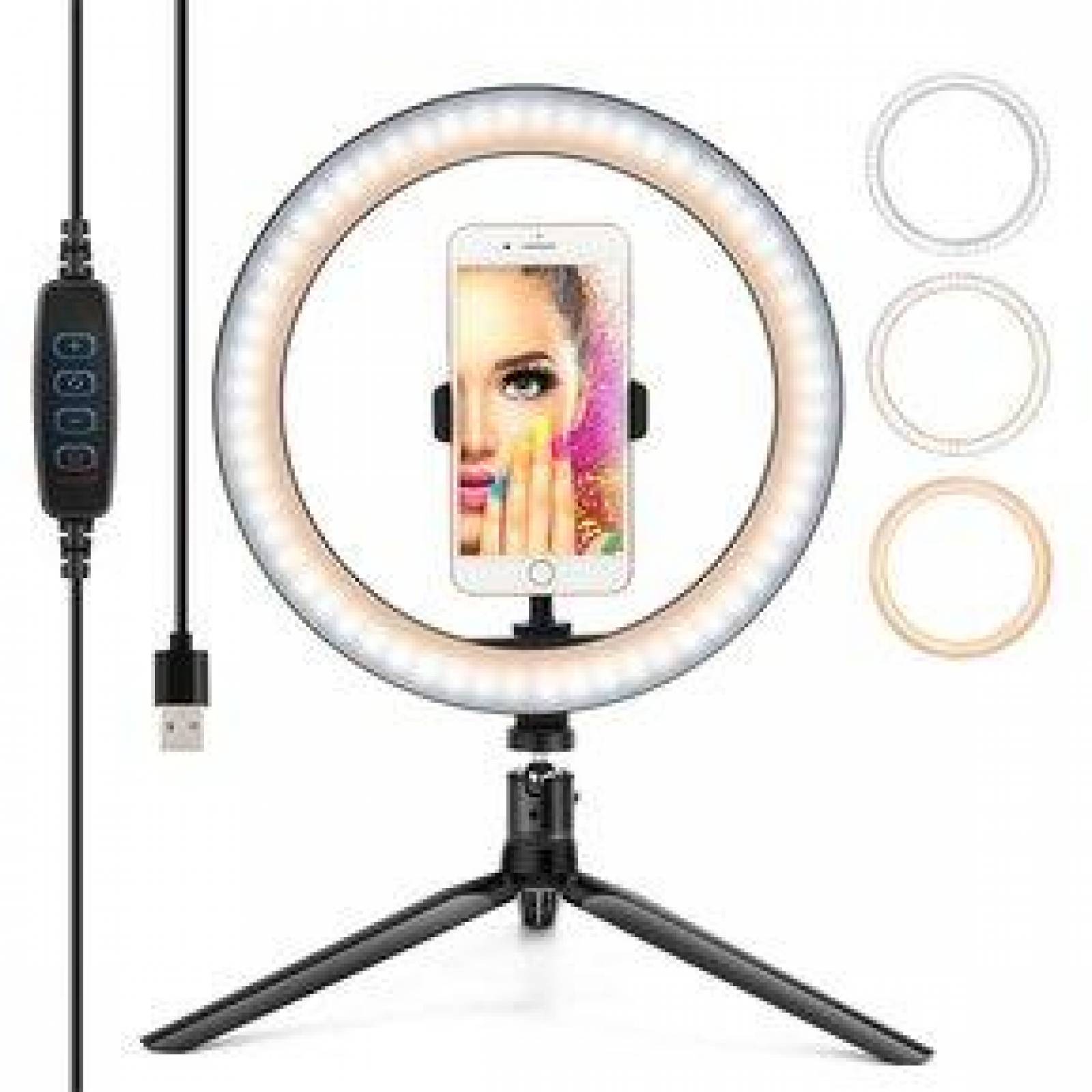 Tripie Lampara Aro de Luz Led para Video y Foto Ajustable