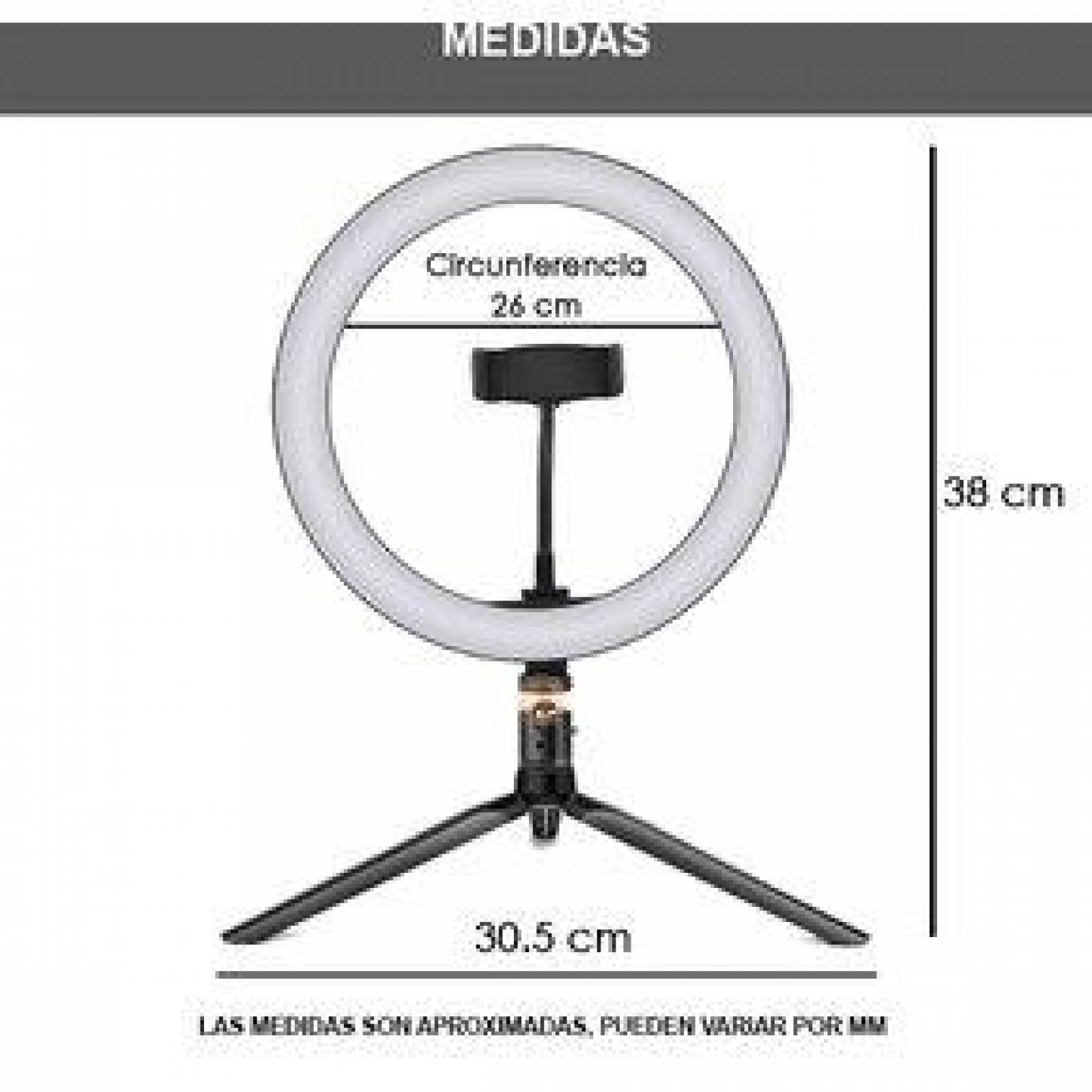 Tripie Lampara Aro de Luz Led para Video y Foto Ajustable