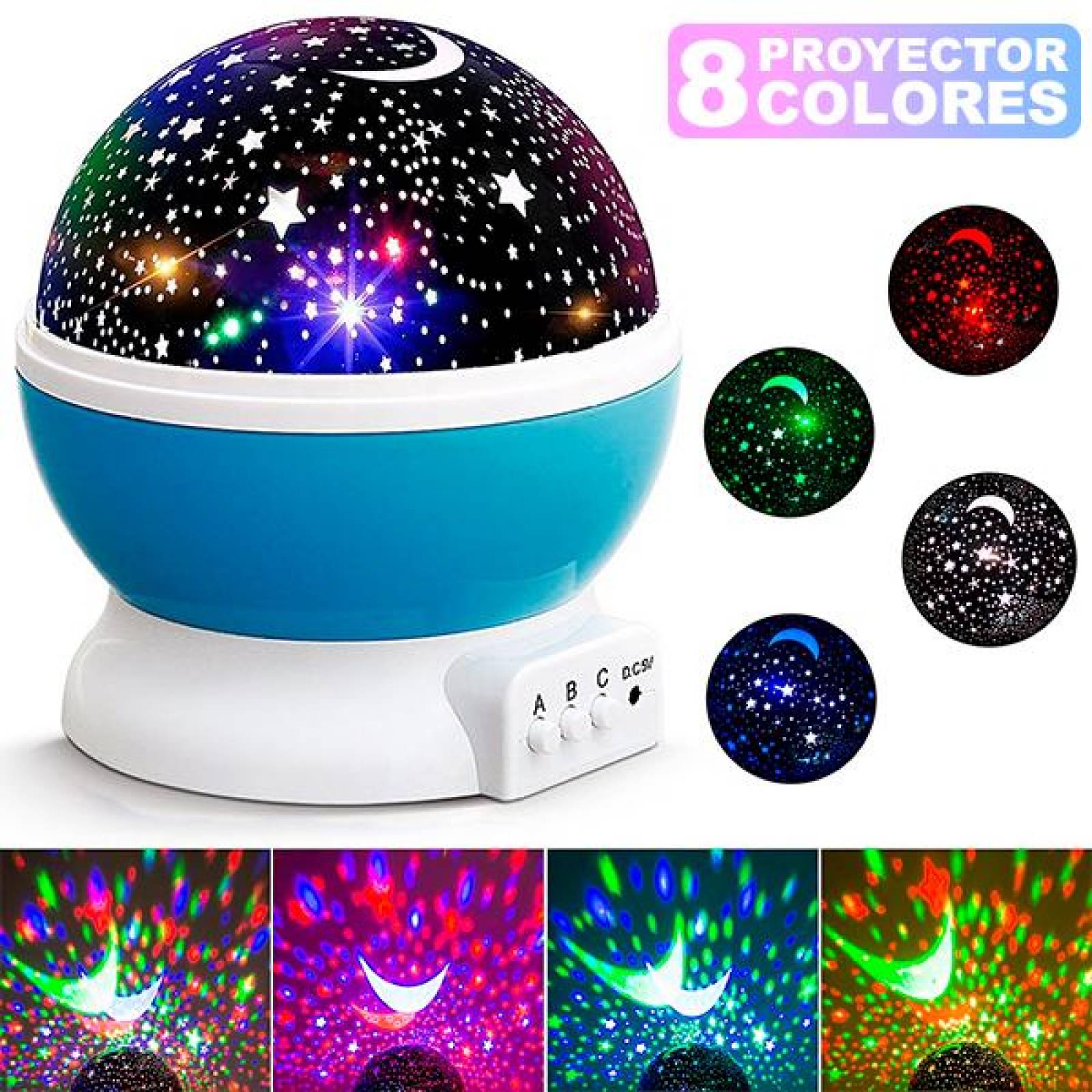 Lámpara Proyector De Estrellas Para Niños Luces Led, recamara Azul