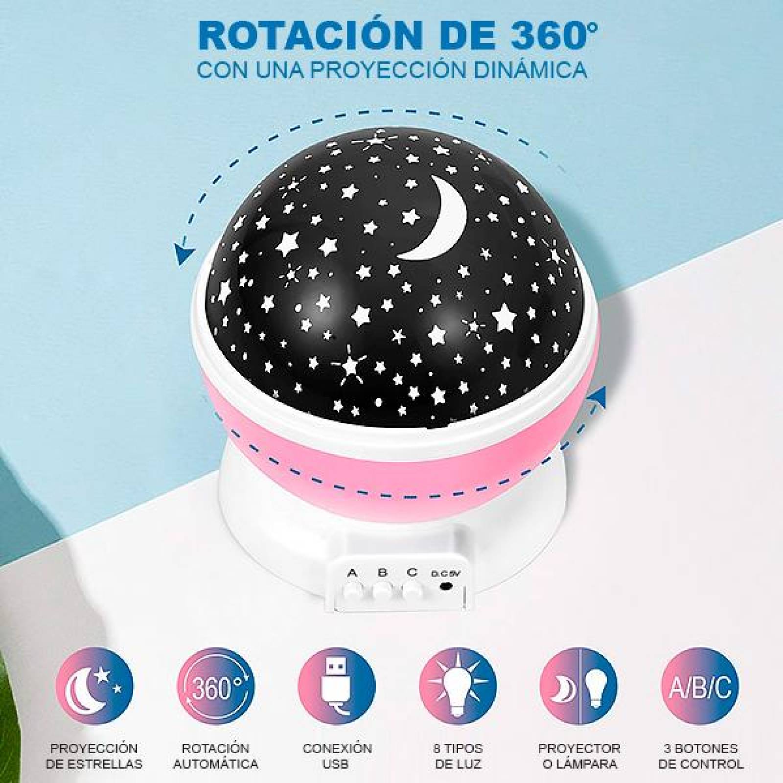 Lámpara Proyector De Estrellas Para Niños Luces Led, recamara Azul