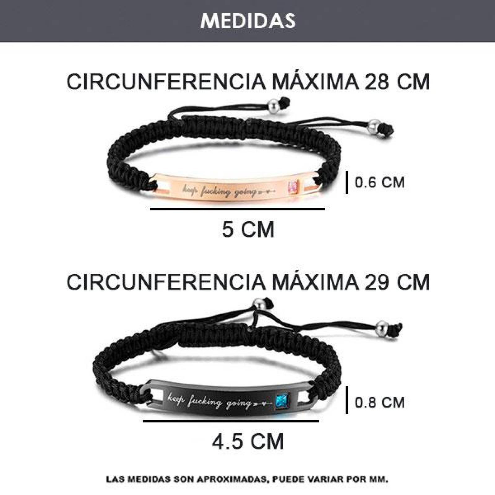 Pulseras para Pareja, Grabada, Diseño con Placa y Tejida, Flexible, Resistente, Ajustable