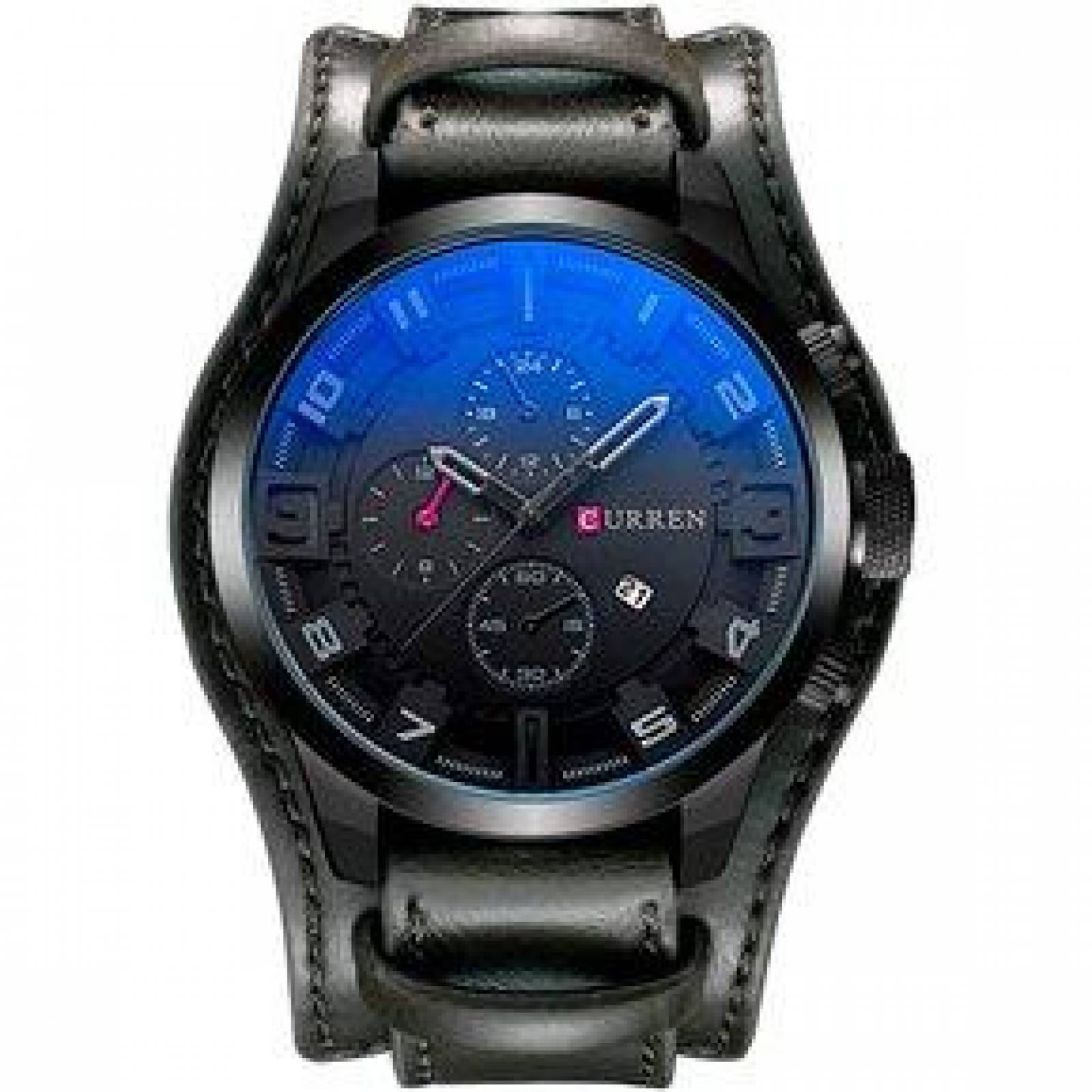 Reloj Curren para Hombre, Correa de Cuero, Ajustable, Con Fechador 