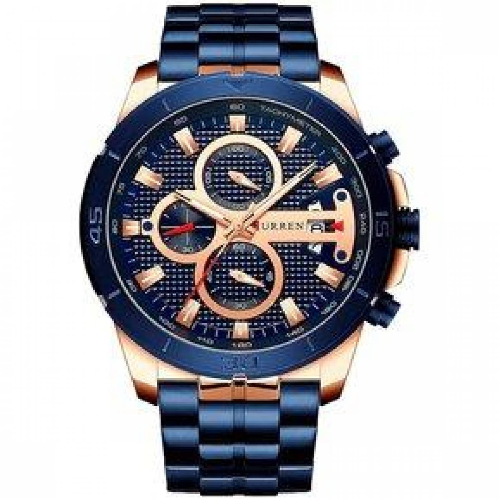 Reloj Curren para Hombre, Cronógrafo, Correa de Acero, Ajustable 