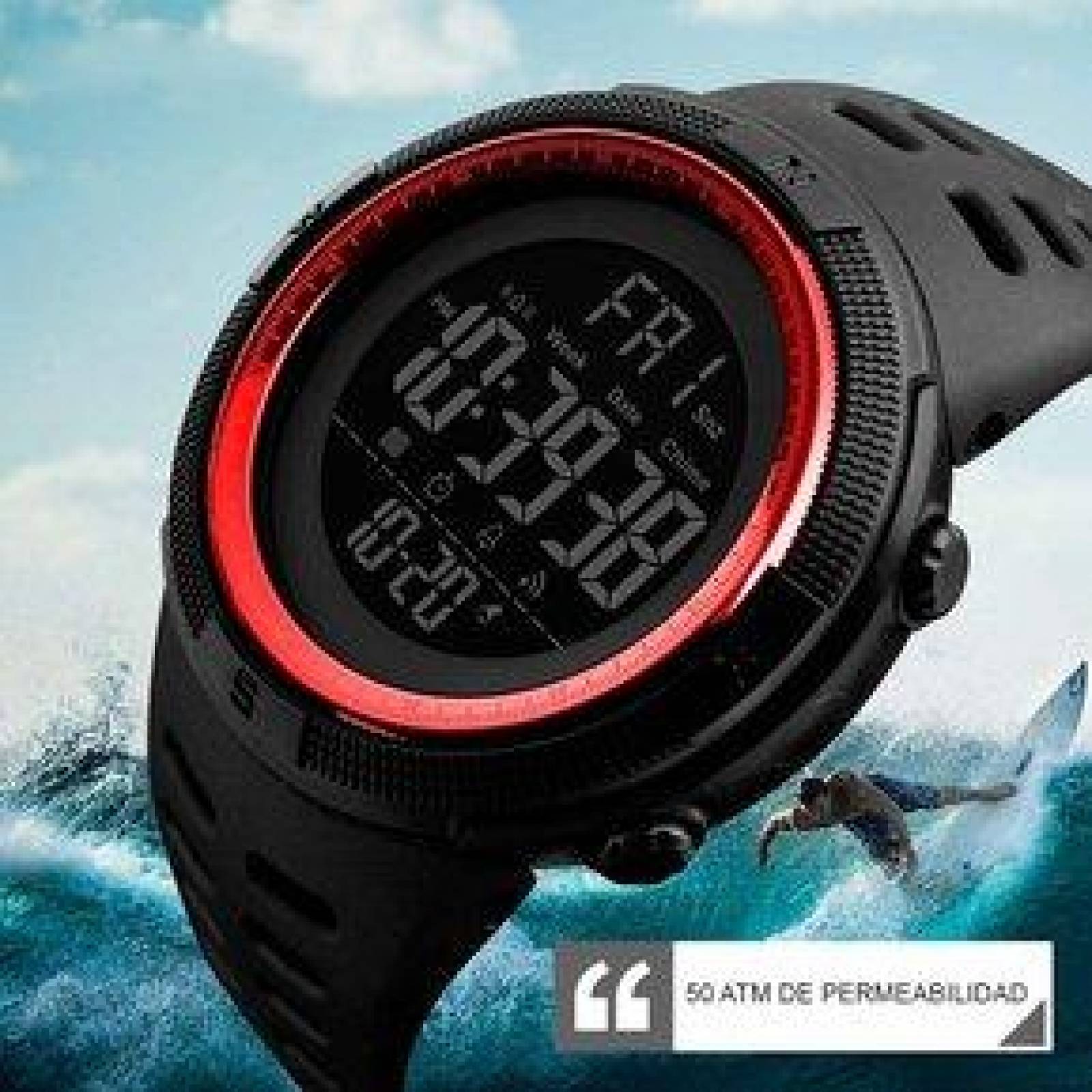 Reloj para Hombre, Deportivo, Digital, Correa Silicón, Ajustable 