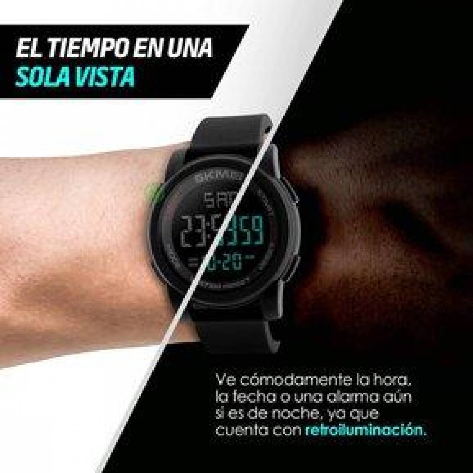 Reloj Digital Deportivo para Hombre con Luz LED y Broche de Hebilla 