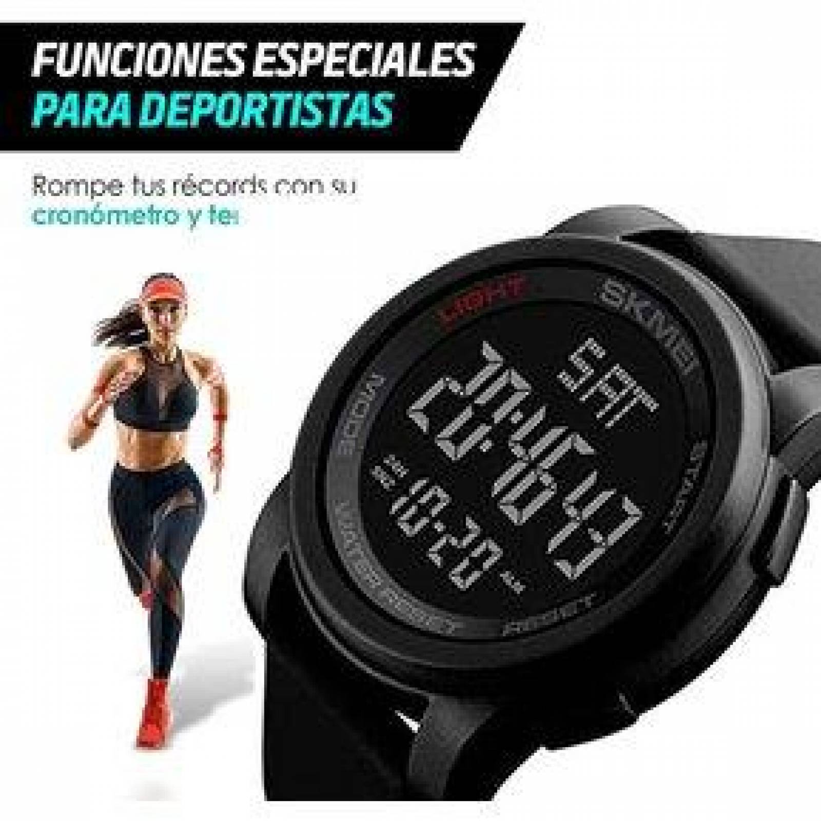 Reloj Digital Deportivo para Hombre con Luz LED y Broche de Hebilla 