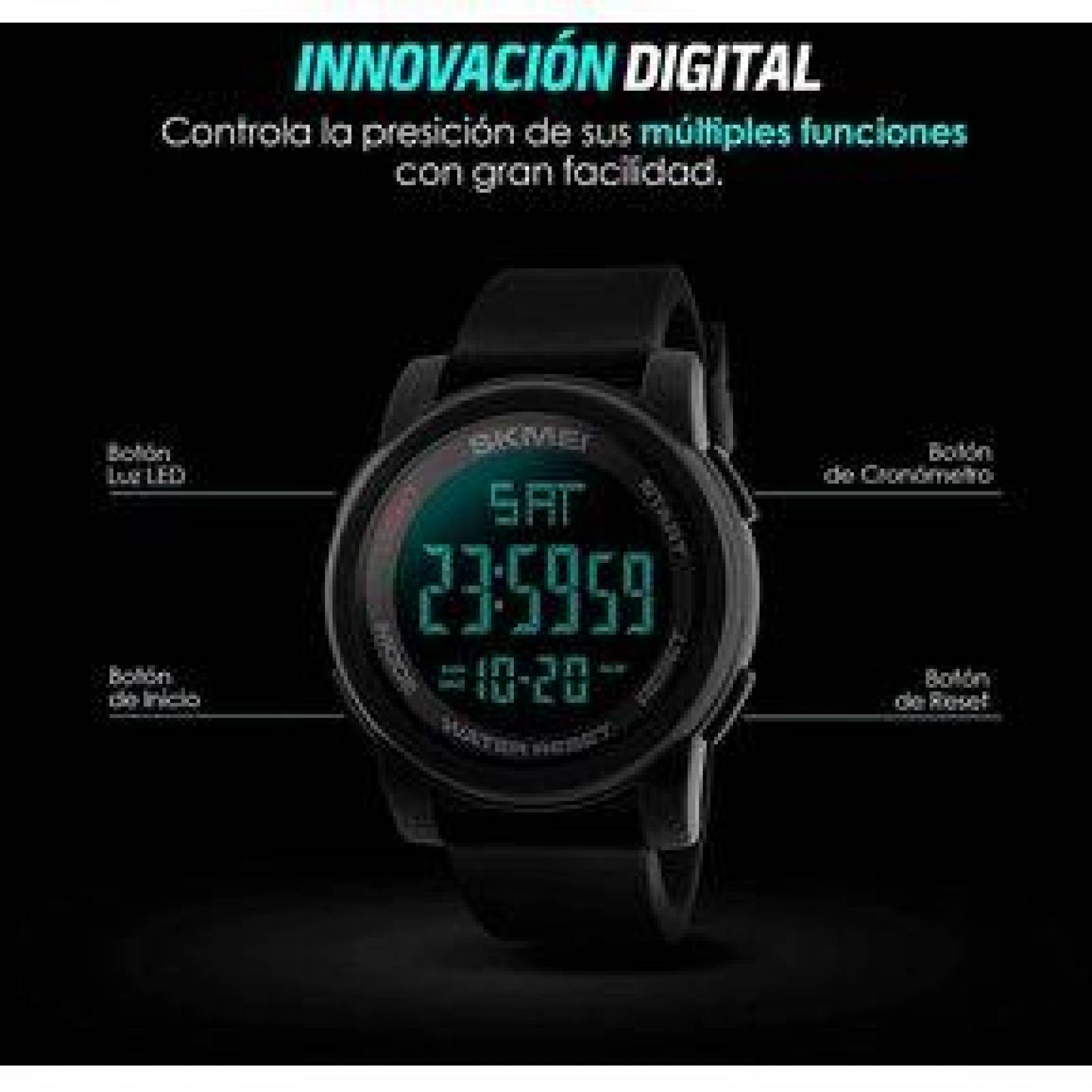 Reloj Digital Deportivo para Hombre con Luz LED y Broche de Hebilla 