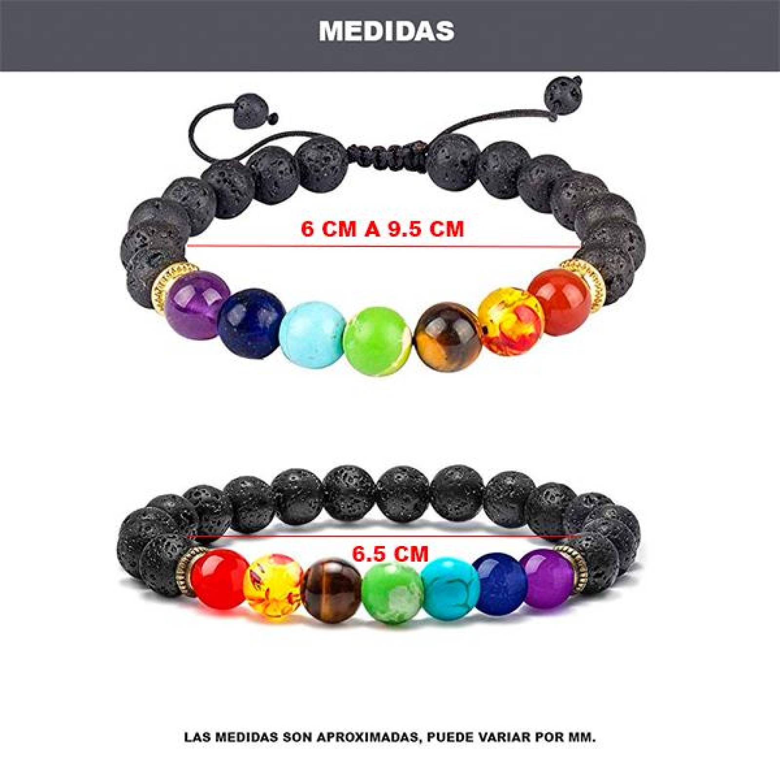 Pulsera de Colores Unisex 1 Pieza, de Elástico, con Piedra Volcánica, Alineación de Chakras 