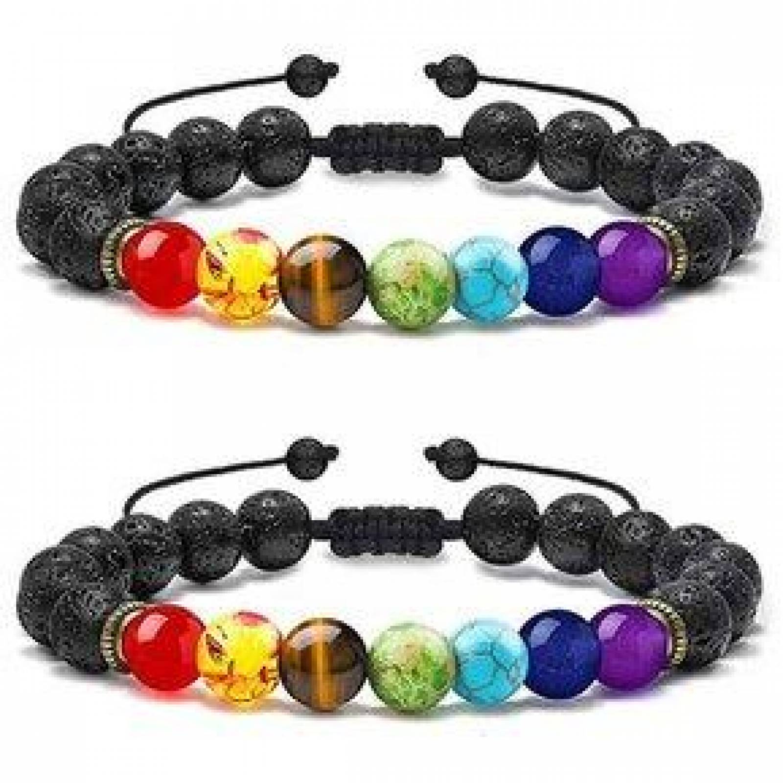 Pulsera con Piedra Volcánica, Alineación de 7 Chakras, Aromaterapia 