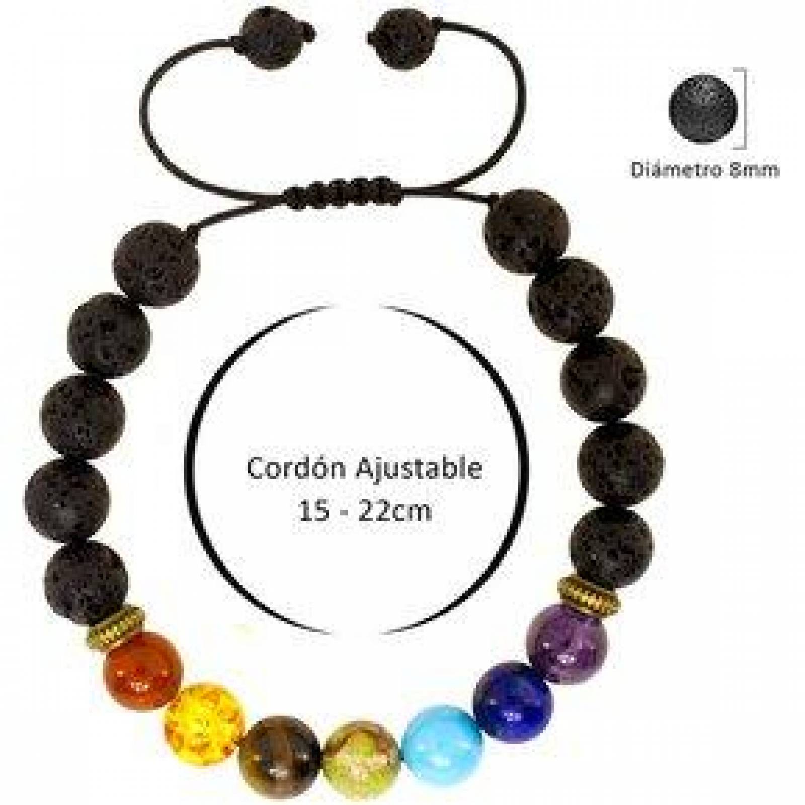 Pulsera con Piedra Volcánica, Alineación de 7 Chakras, Aromaterapia 