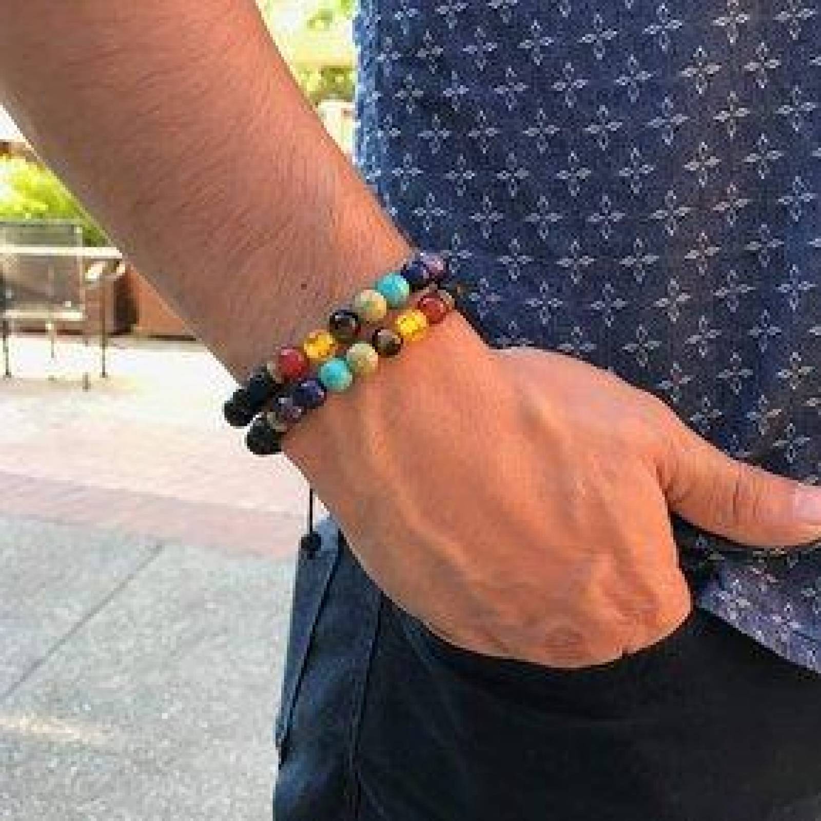Pulsera con Piedra Volcánica, Alineación de 7 Chakras, Aromaterapia 