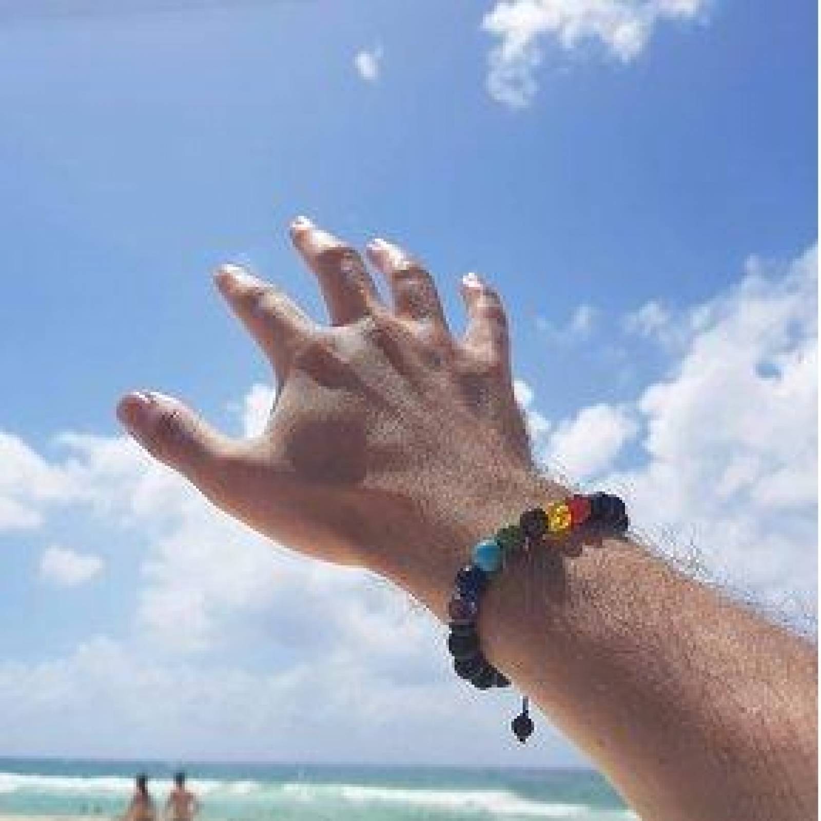 Pulsera con Piedra Volcánica, Alineación de 7 Chakras, Aromaterapia 