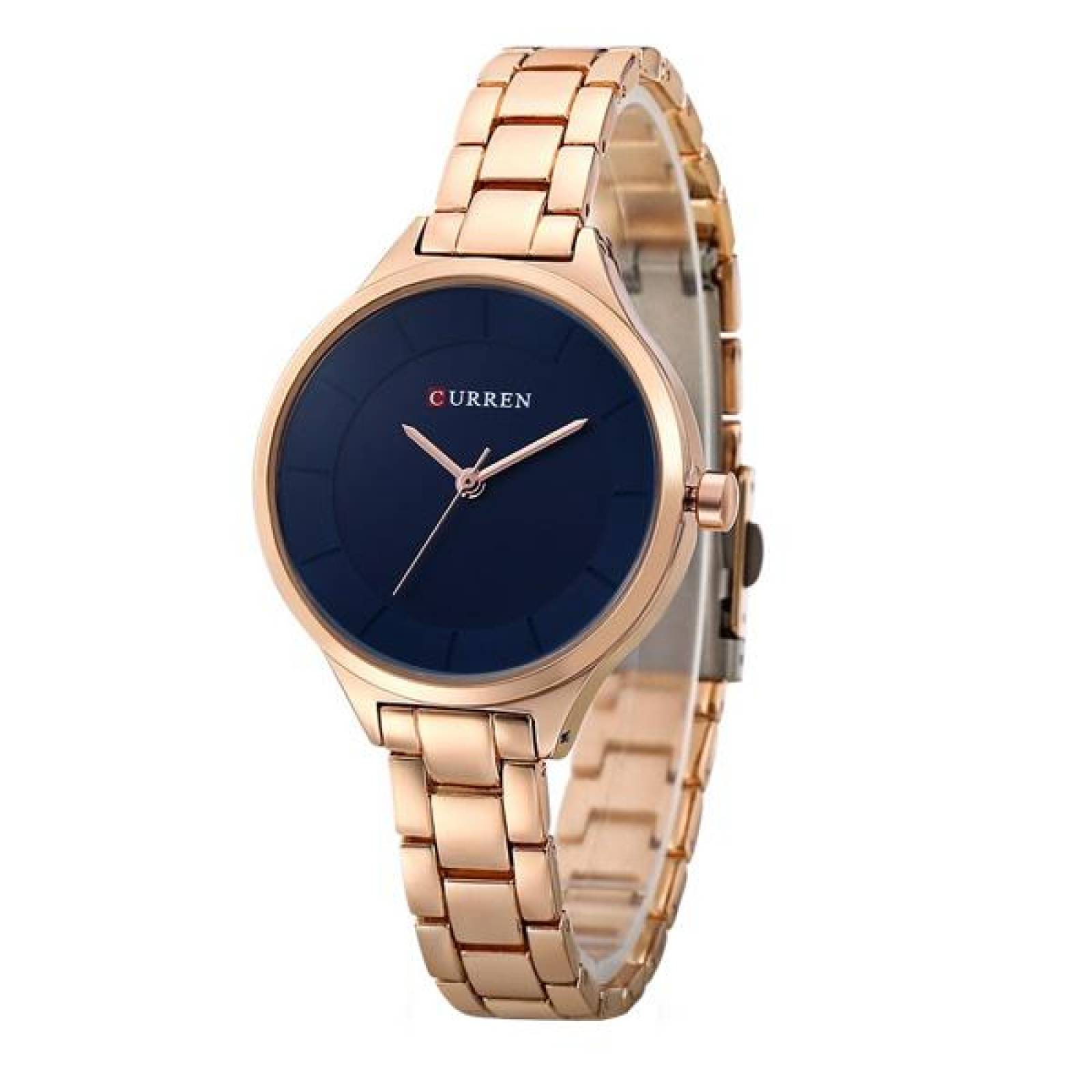 Reloj CURREN para Mujer, Análogo, con Correa de Acero Inoxidable de Eslabones Ajustable con Broche d 