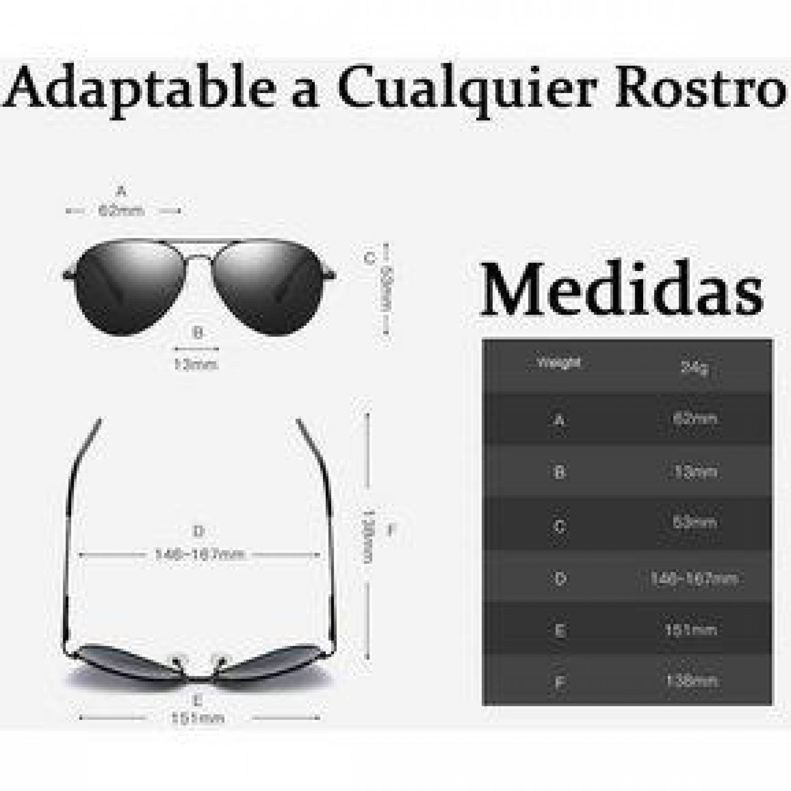 Lentes de sol Aviador Polarizados, UV400, Anti ralladuras, Anti Reflejante 