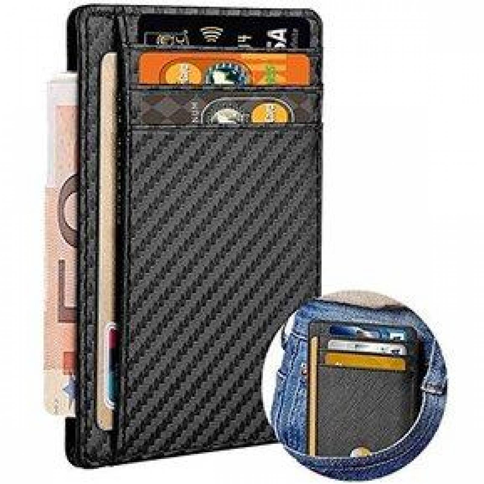 Tarjetero para Hombre Cartera Bloqueo RFID Evita Clonación Ultra Delgado