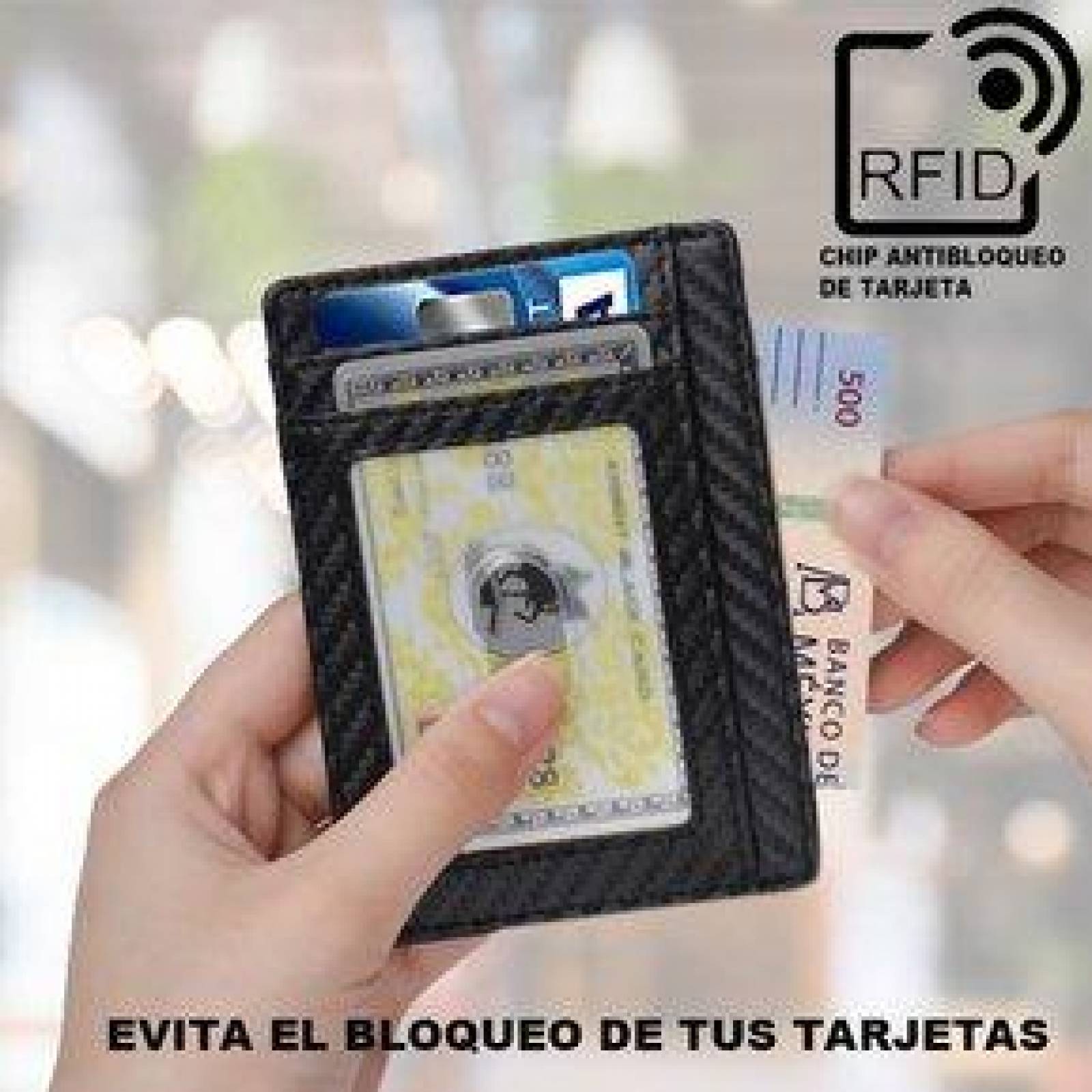 Tarjetero para Hombre Cartera Bloqueo RFID Evita Clonación Ultra Delgado