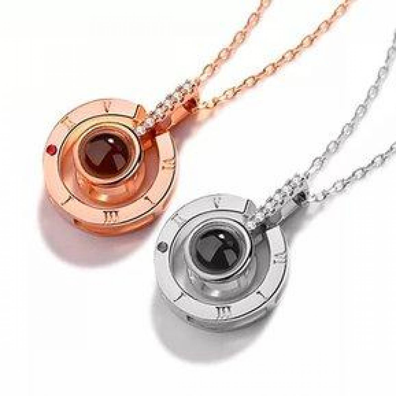 Collar de Acero Inoxidable "Te amo" en 100 Idiomas Diferentes, Proyector 