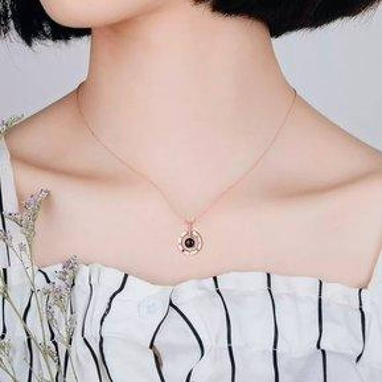 Collar de Acero Inoxidable "Te amo" en 100 Idiomas Diferentes, Proyector 