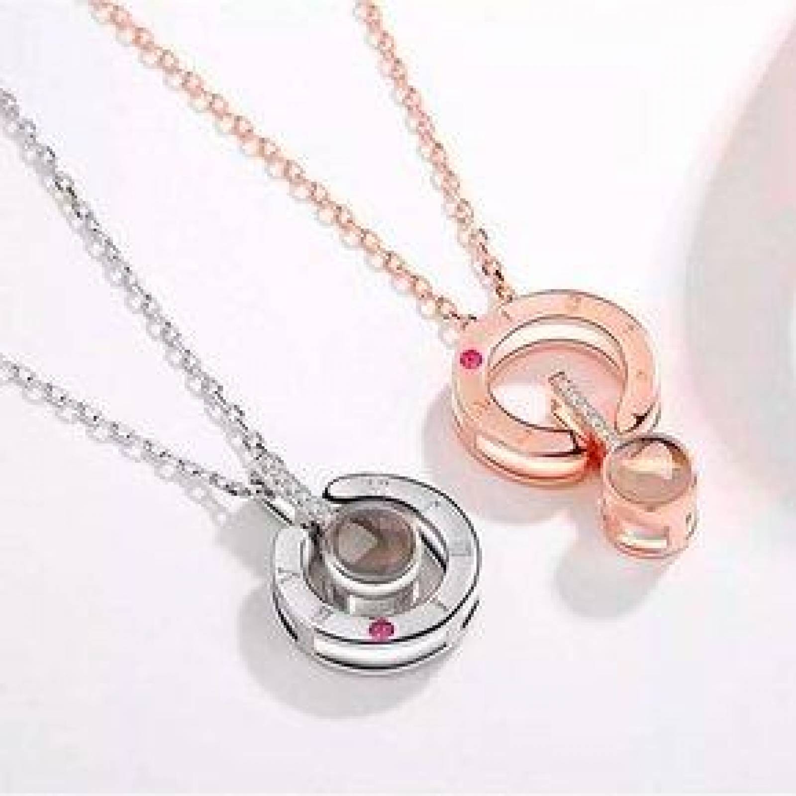 Collar de Acero Inoxidable "Te amo" en 100 Idiomas Diferentes, Proyector 