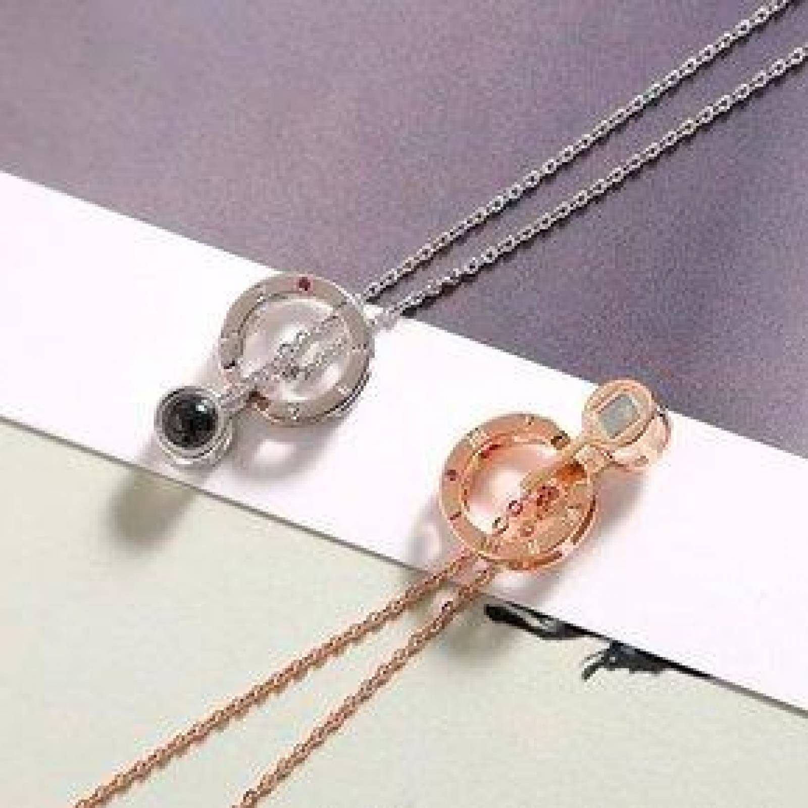 Collar de Acero Inoxidable "Te amo" en 100 Idiomas Diferentes, Proyector 