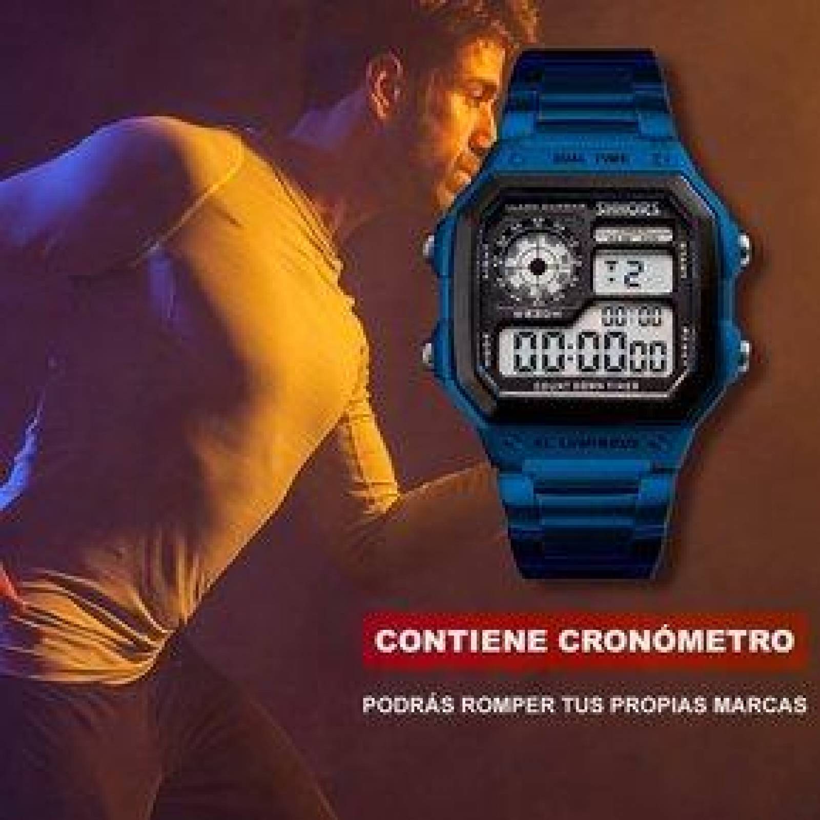 Reloj SHHORS Unisex Deportivo con Fechador Alarma Luz LED 