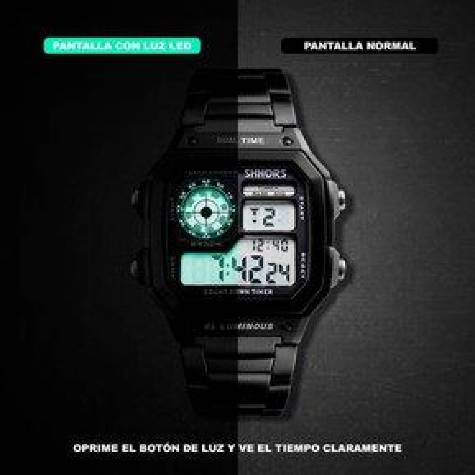 Reloj SHHORS Unisex Deportivo con Fechador Alarma Luz LED 