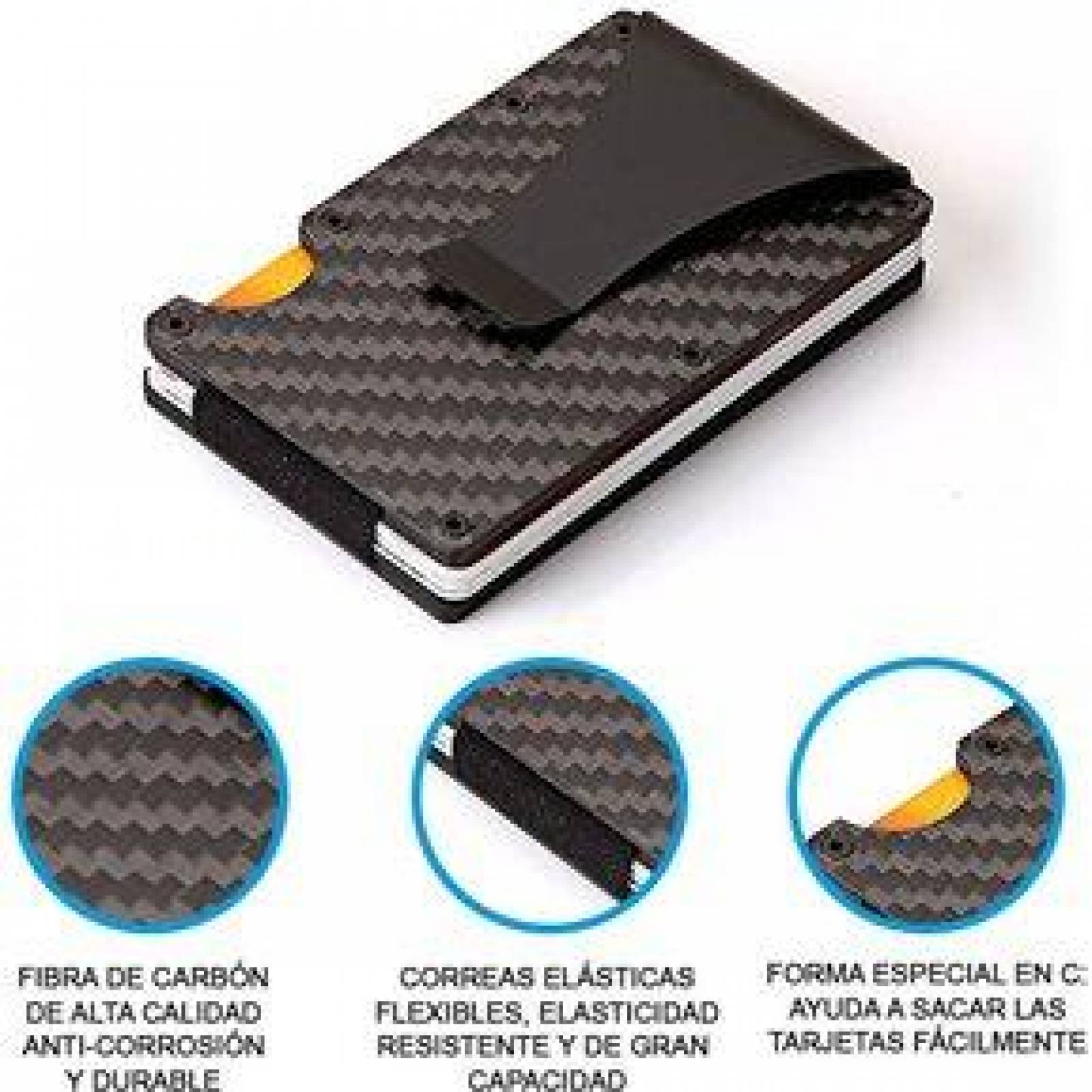 Tarjetero para Hombre Cartera Bloqueo RFID Evita Clonación Fraude 