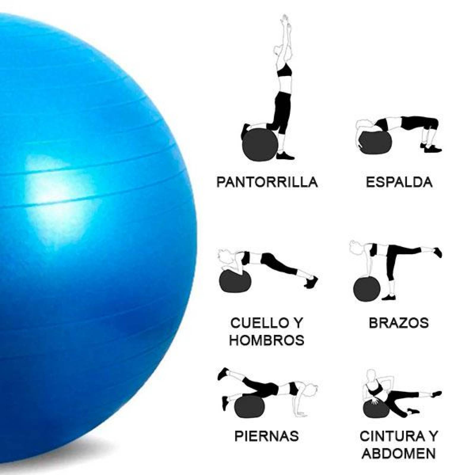 Pelota para Ejercicio, para Pilates, Yoga, Fitness, Resistente, con Bomba, Antideslizante, Multifunc Azul
