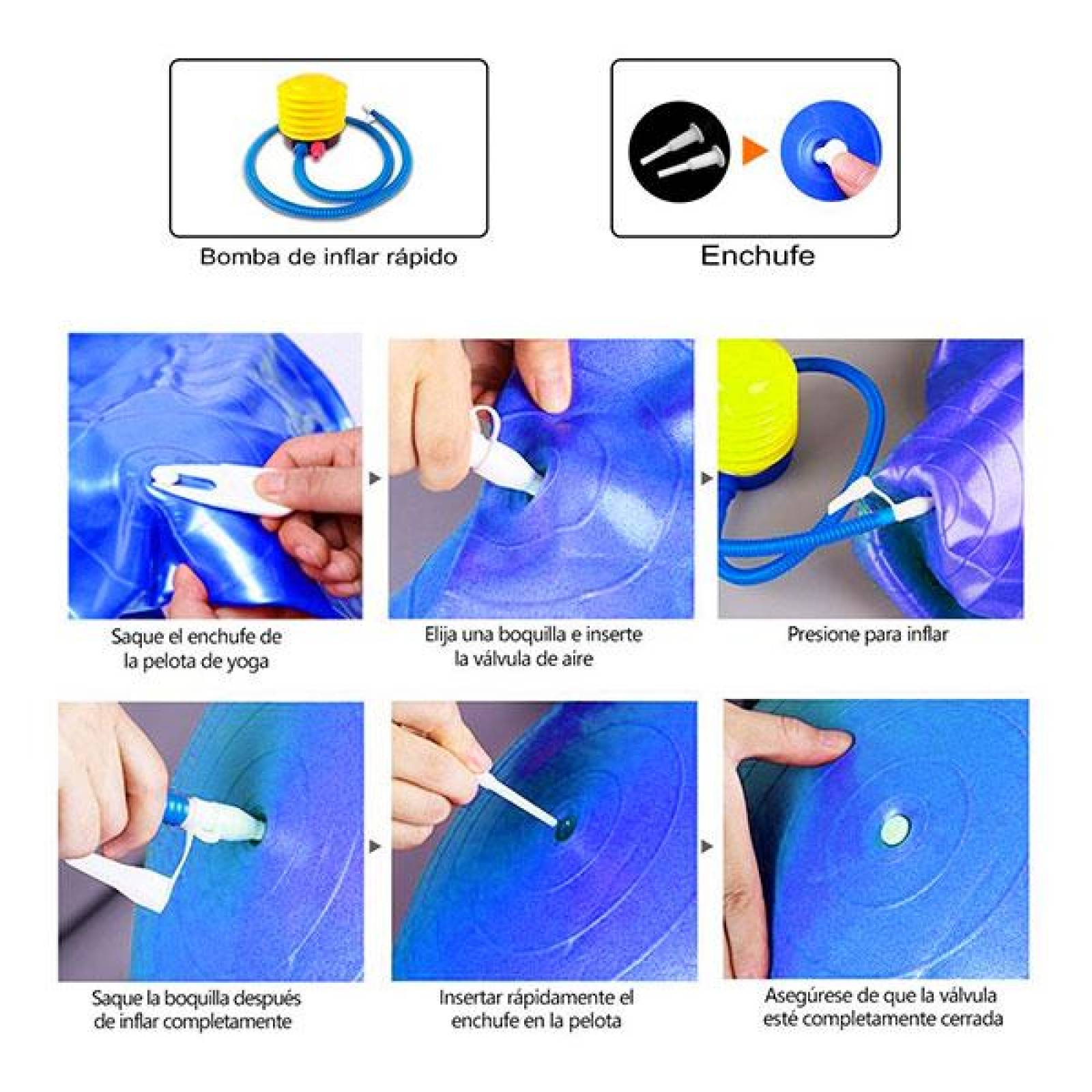 Pelota para Ejercicio, para Pilates, Yoga, Fitness, Resistente, con Bomba, Antideslizante, Multifunc Azul