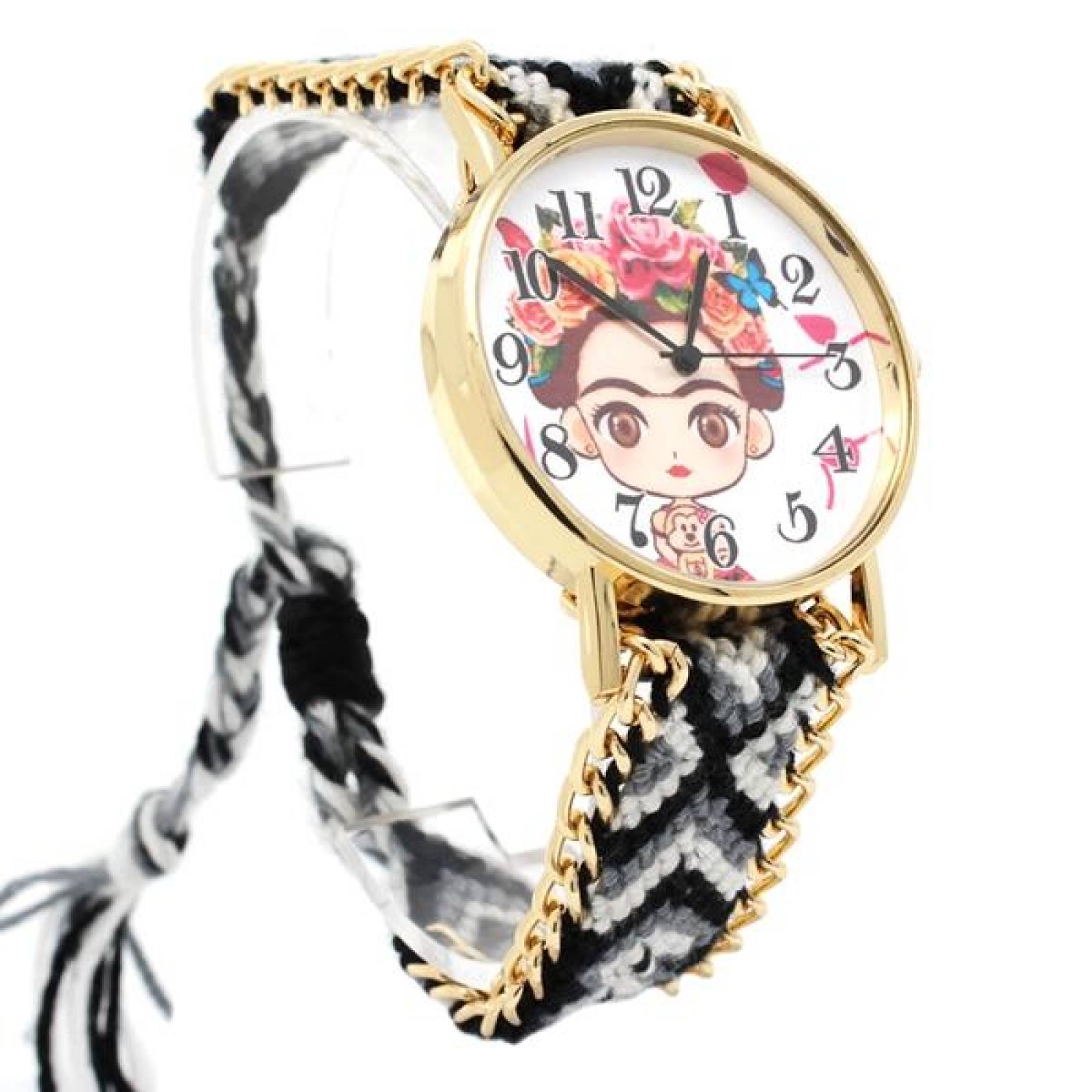 Reloj de Pulsera para Mujer, Dibujo Animado de Frida Kahlo, Ajustable, Análogo, Moderno, Correa de T Multicolor 25 mm