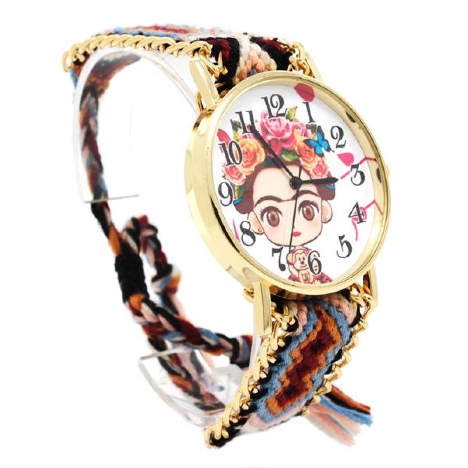 Reloj de Pulsera para Mujer, Dibujo Animado de Frida Kahlo, Ajustable, Análogo, Moderno, Correa de T Multicolor 25 mm