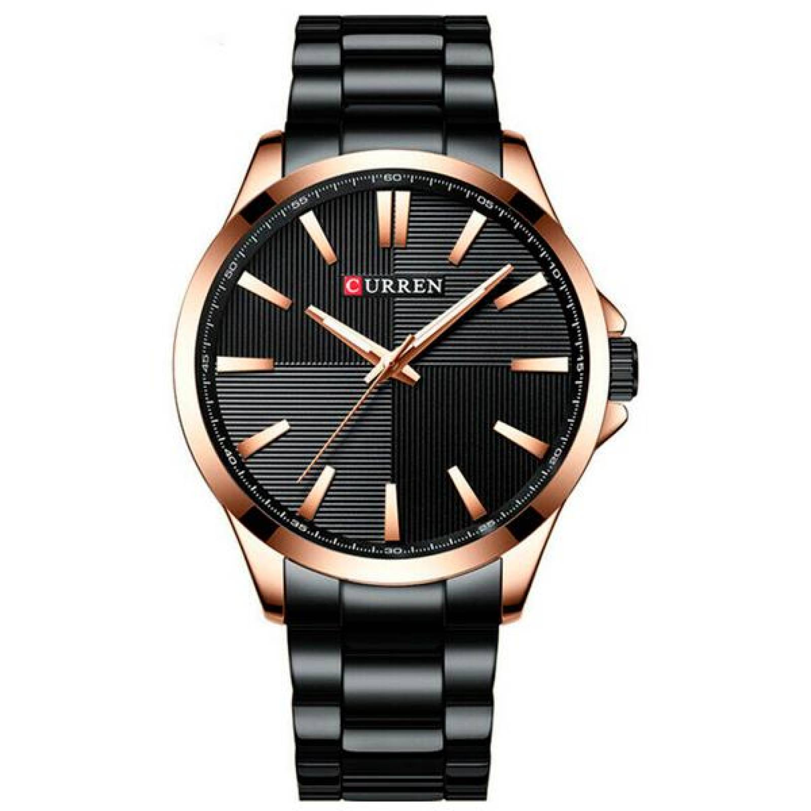 Reloj Curren para Hombre, Análogo, Formal, Ejecutivo, Ajustable, 3 ATM, Cuarzo, Acero Inoxidable, Br 25 mm Negro