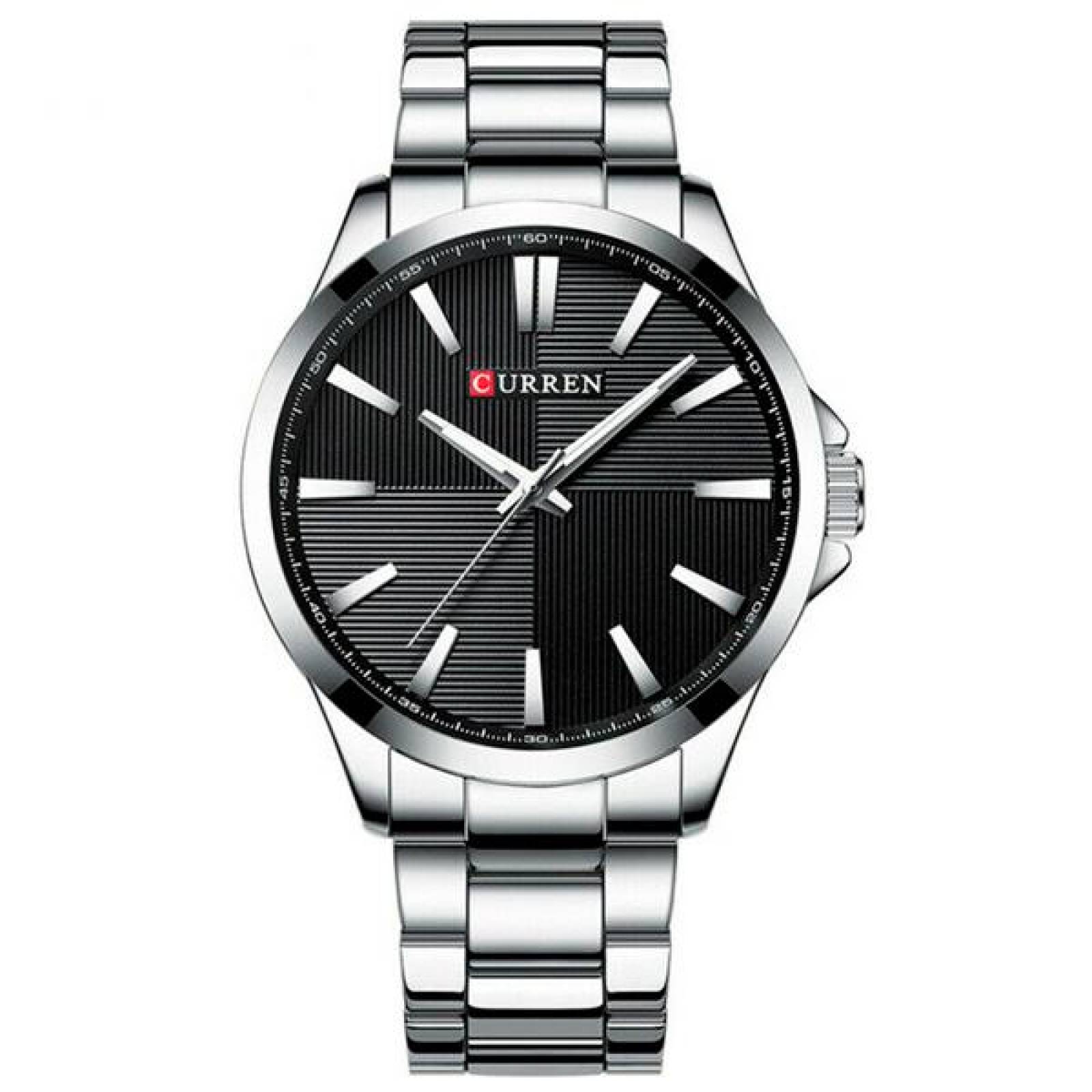 Reloj Curren para Hombre, Análogo, Formal, Ejecutivo, Ajustable, 3 ATM, Cuarzo, Acero Inoxidable, Br Plateado 25 mm