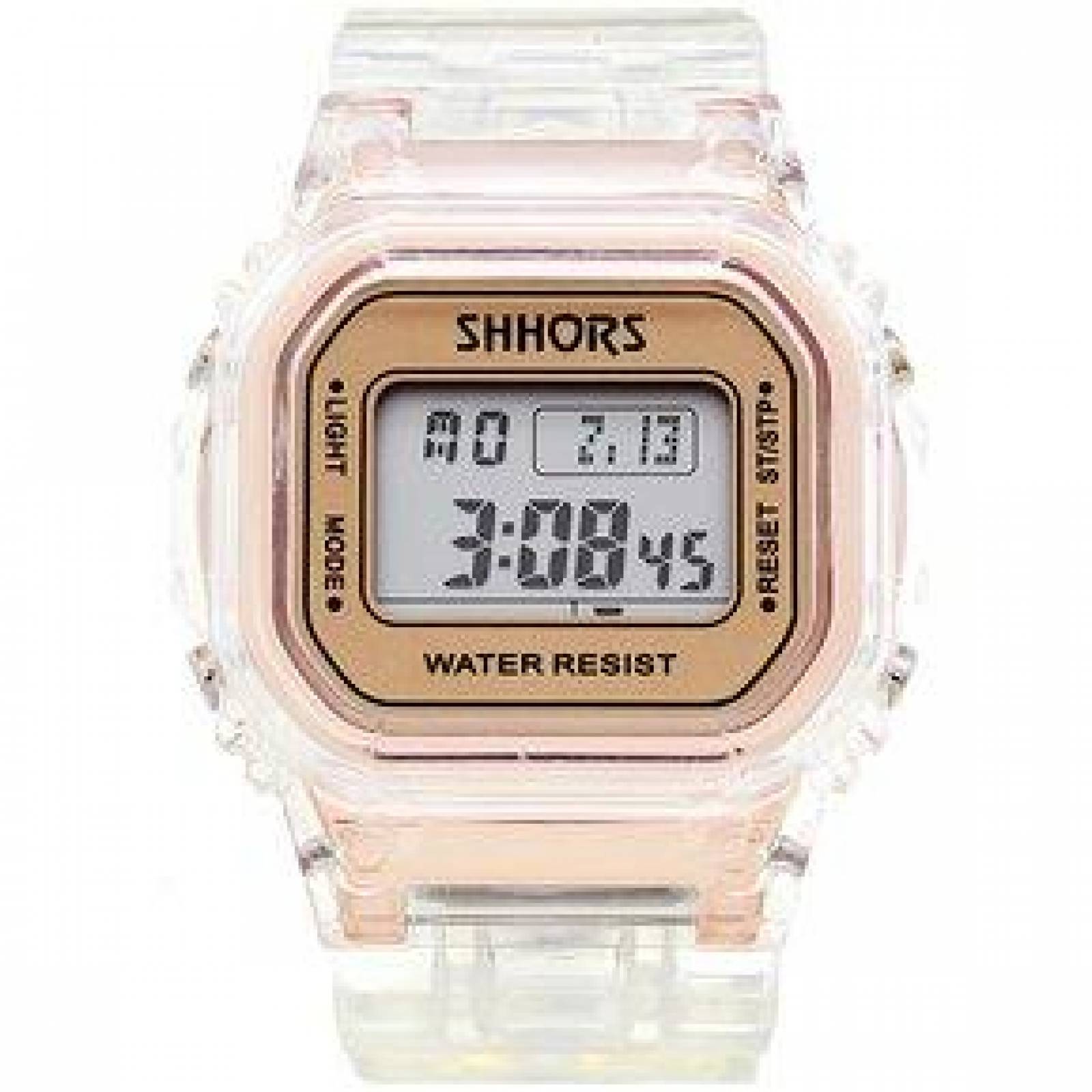 Reloj SHHORS Digital Diseño Retro Correa de Silicón, Broche de Hebilla 