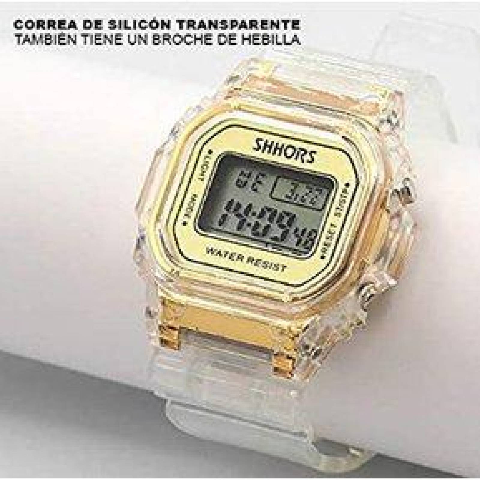 Reloj SHHORS Digital Diseño Retro Correa de Silicón, Broche de Hebilla 