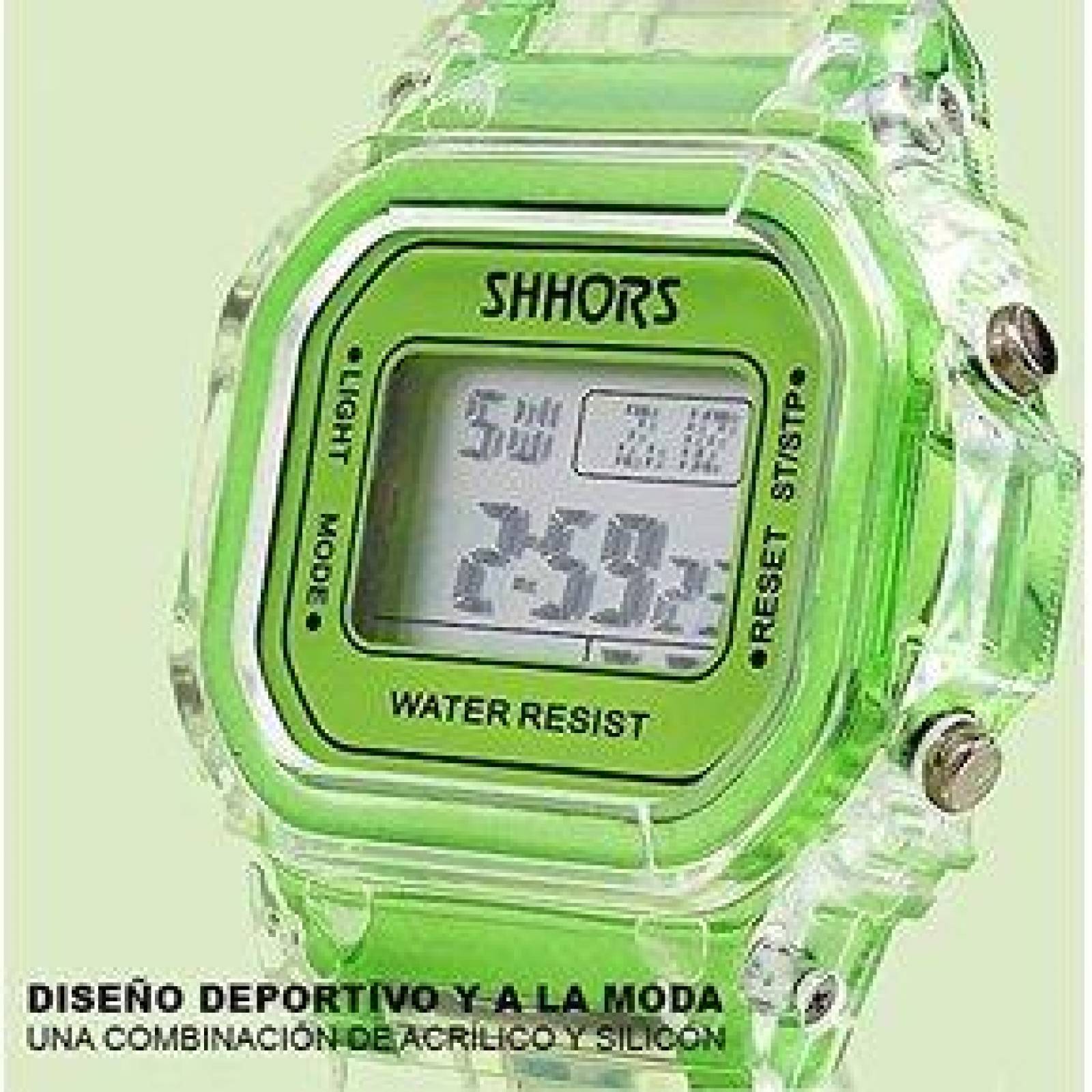 Reloj SHHORS Digital Diseño Retro Correa de Silicón, Broche de Hebilla 