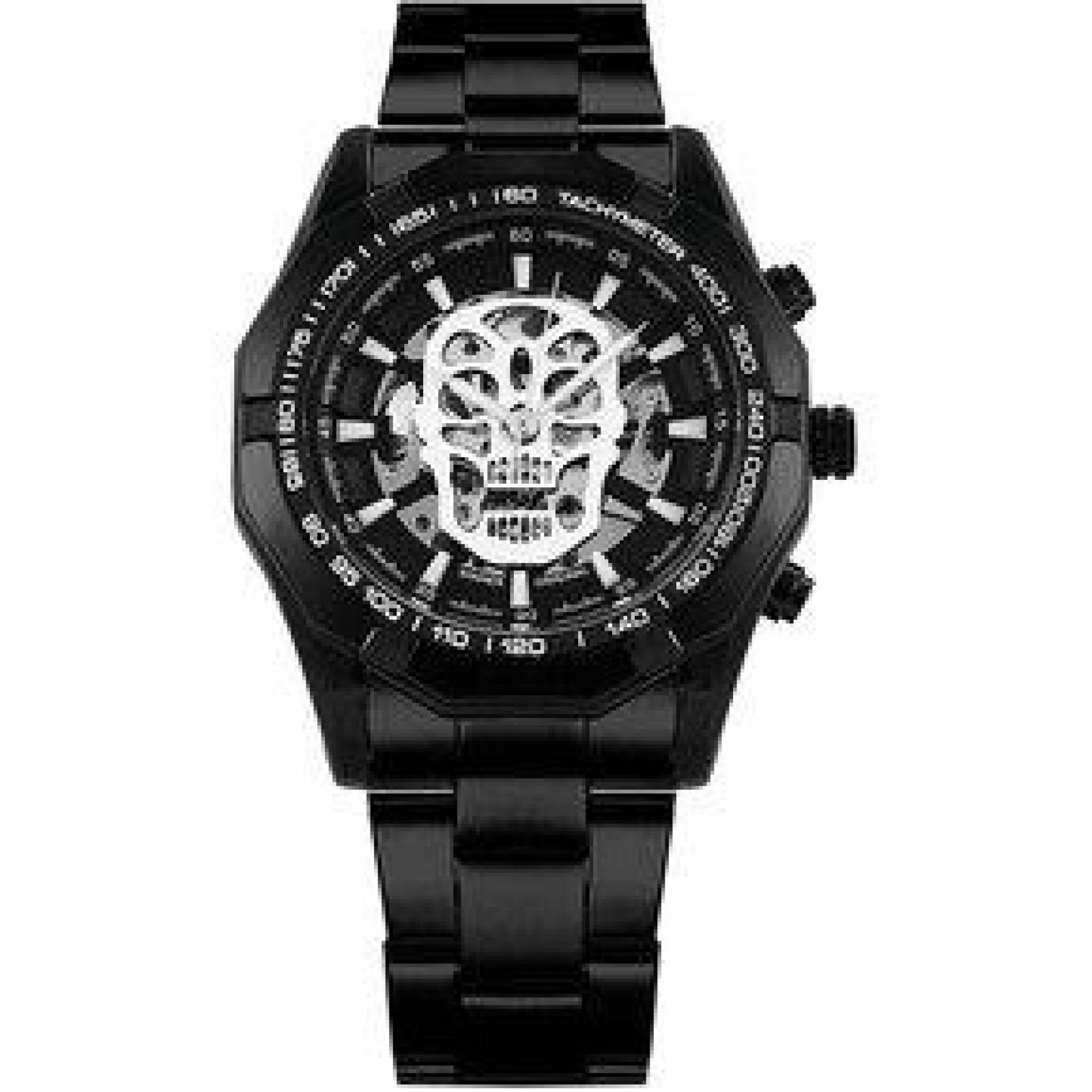 Reloj para Hombre, Mecánico, Calavera, Skull, Ajustable Broche presión 