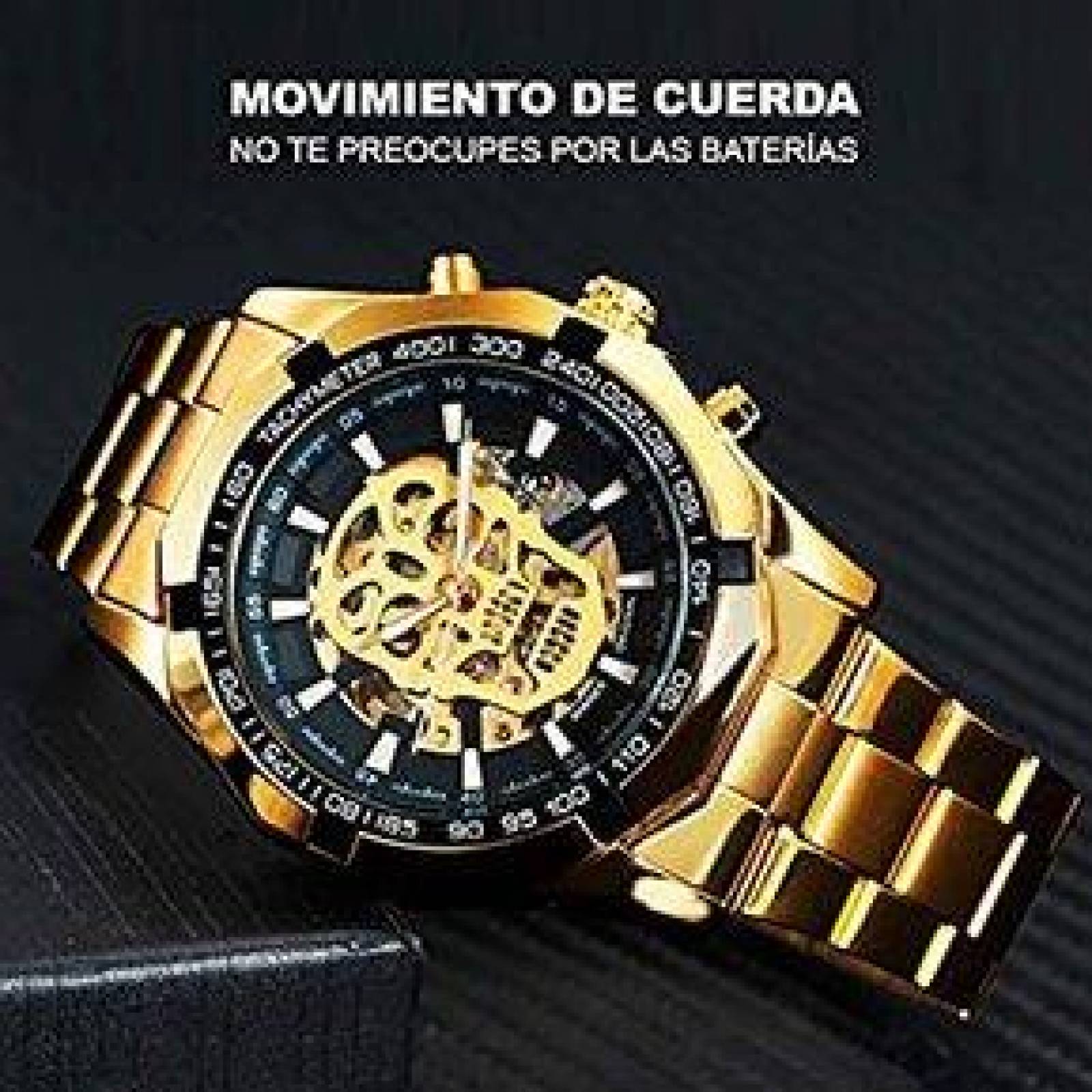 Reloj para Hombre, Mecánico, Calavera, Skull, Ajustable Broche presión 