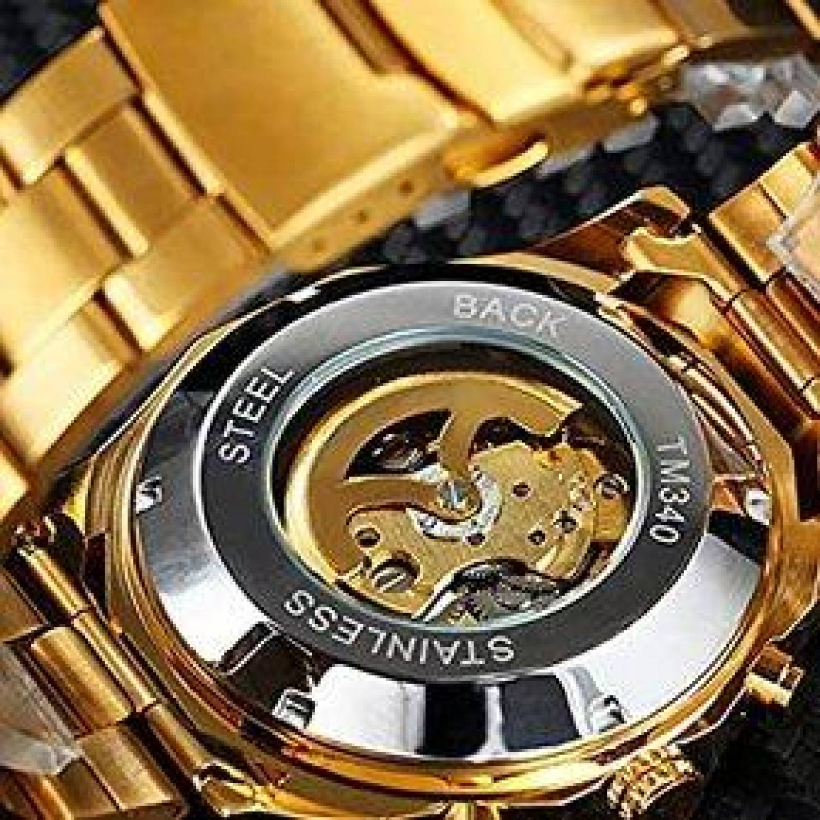 Reloj para Hombre, Mecánico, Calavera, Skull, Ajustable Broche presión 