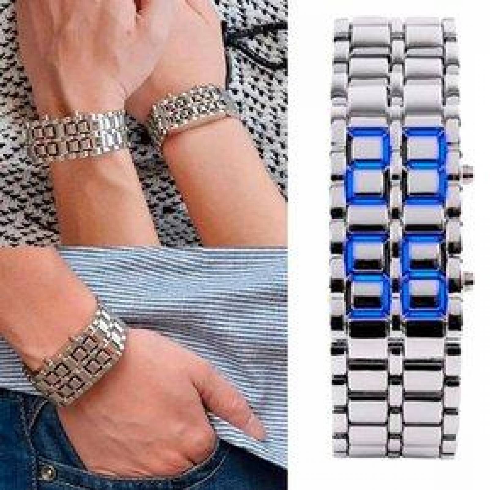 Reloj para Hombre Binario con Luz Led Estilo Samurai Casual Retro 