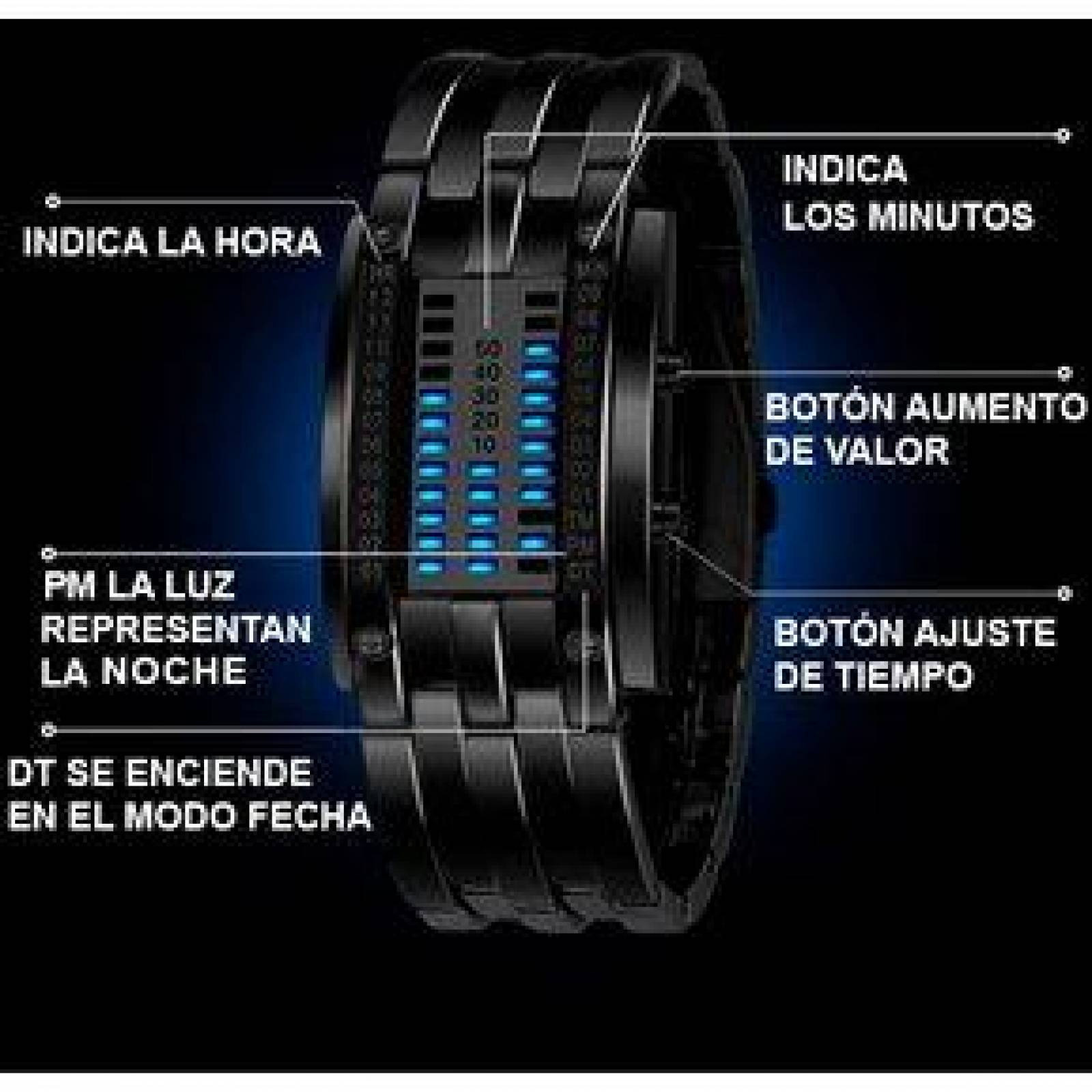 Reloj Digital para Mujer Binario Extensible de Acero Inoxidable 