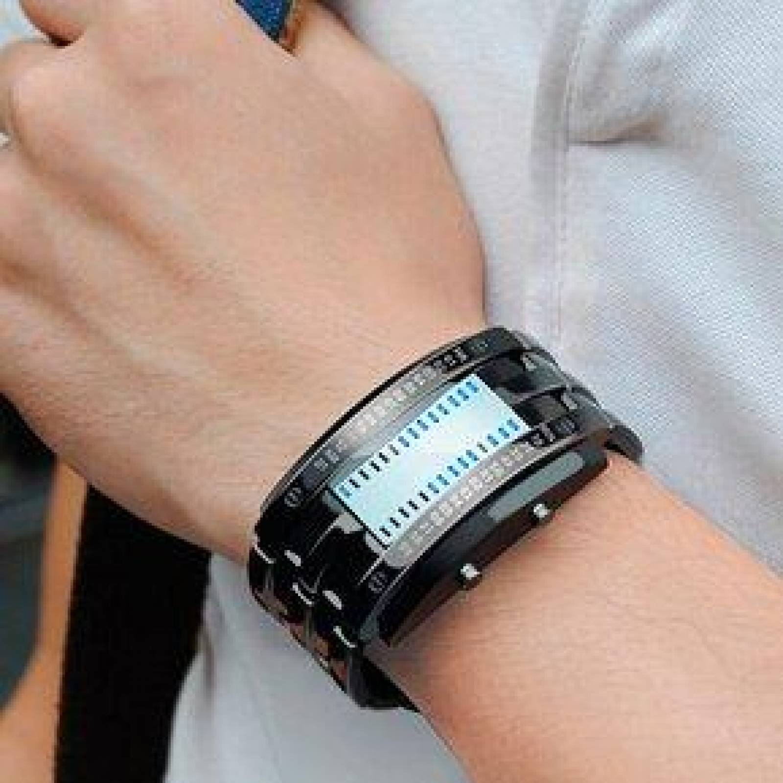 Reloj Digital para Hombre Binario Extensible de Acero Inoxidable 
