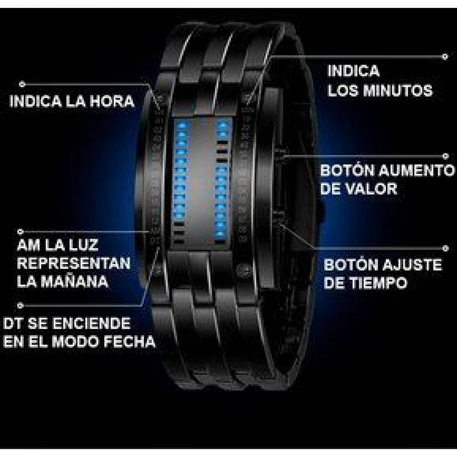 Reloj Digital para Hombre Binario Extensible de Acero Inoxidable 