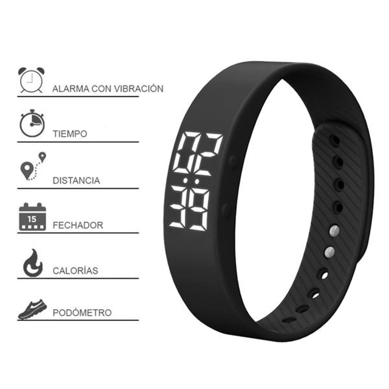 Reloj Pulsera, Fit Band, Carga USB, Fitness, Contador de Calorías, Pasos, Distancia, Calendario, Neg 