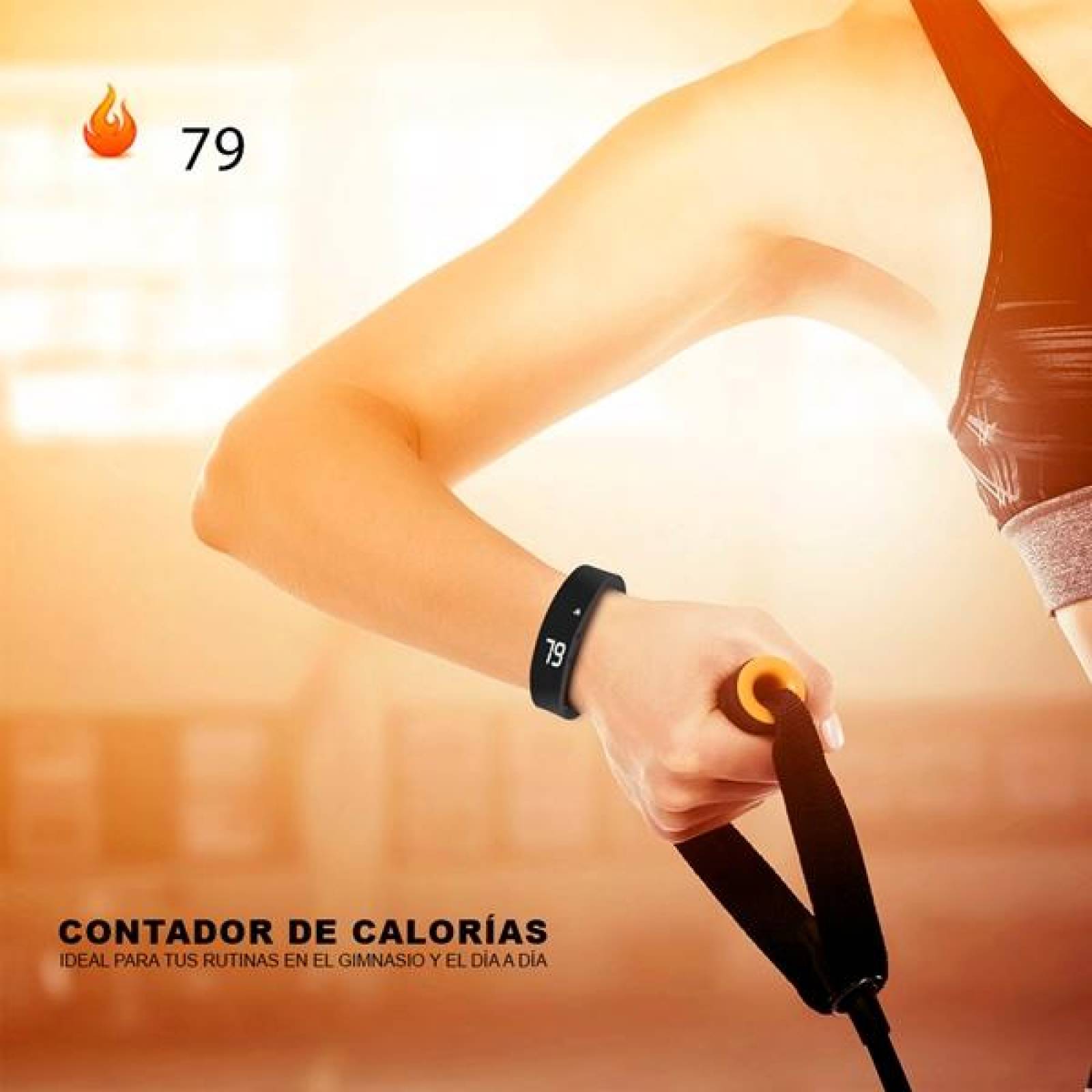 Reloj Pulsera, Fit Band, Carga USB, Fitness, Contador de Calorías, Pasos, Distancia, Calendario, Neg 