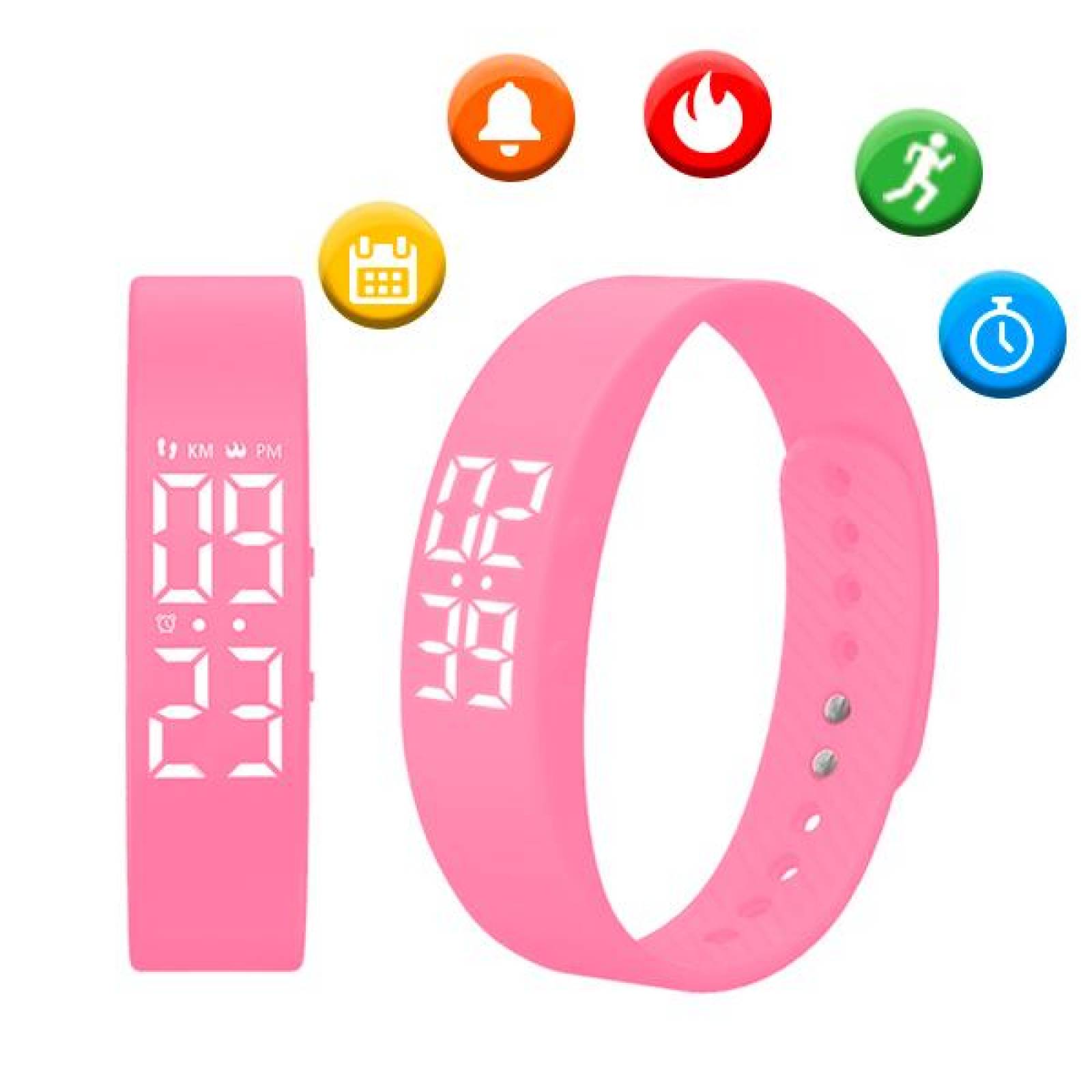 Reloj Pulsera, Fit Band, Carga USB, Fitness, Contador de Calorías, Pasos, Distancia, Calendario, Neg 