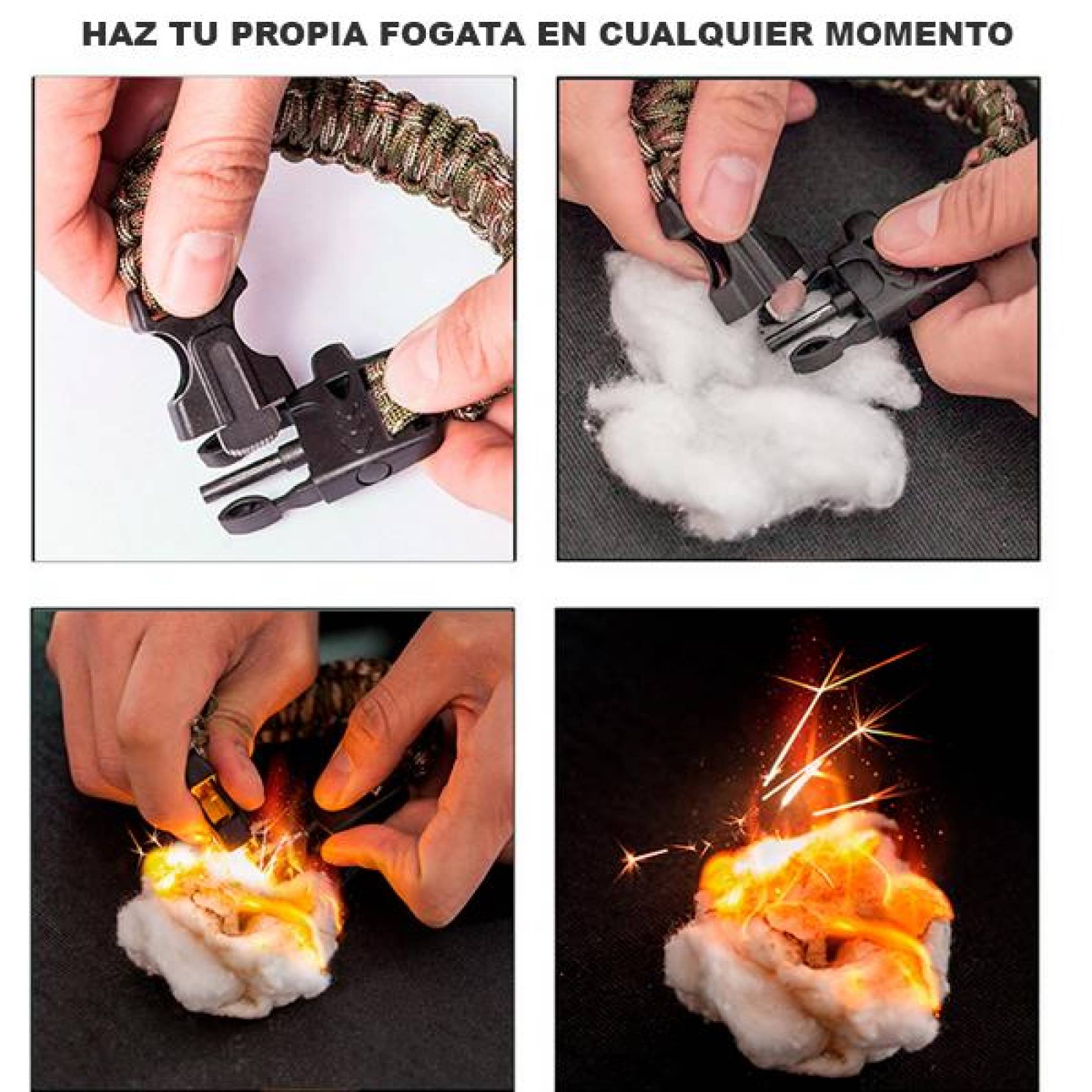 Reloj de Supervivencia, con Iluminación, Navaja, Brújula, Análogo, Generador de Fogata, Termometro,  