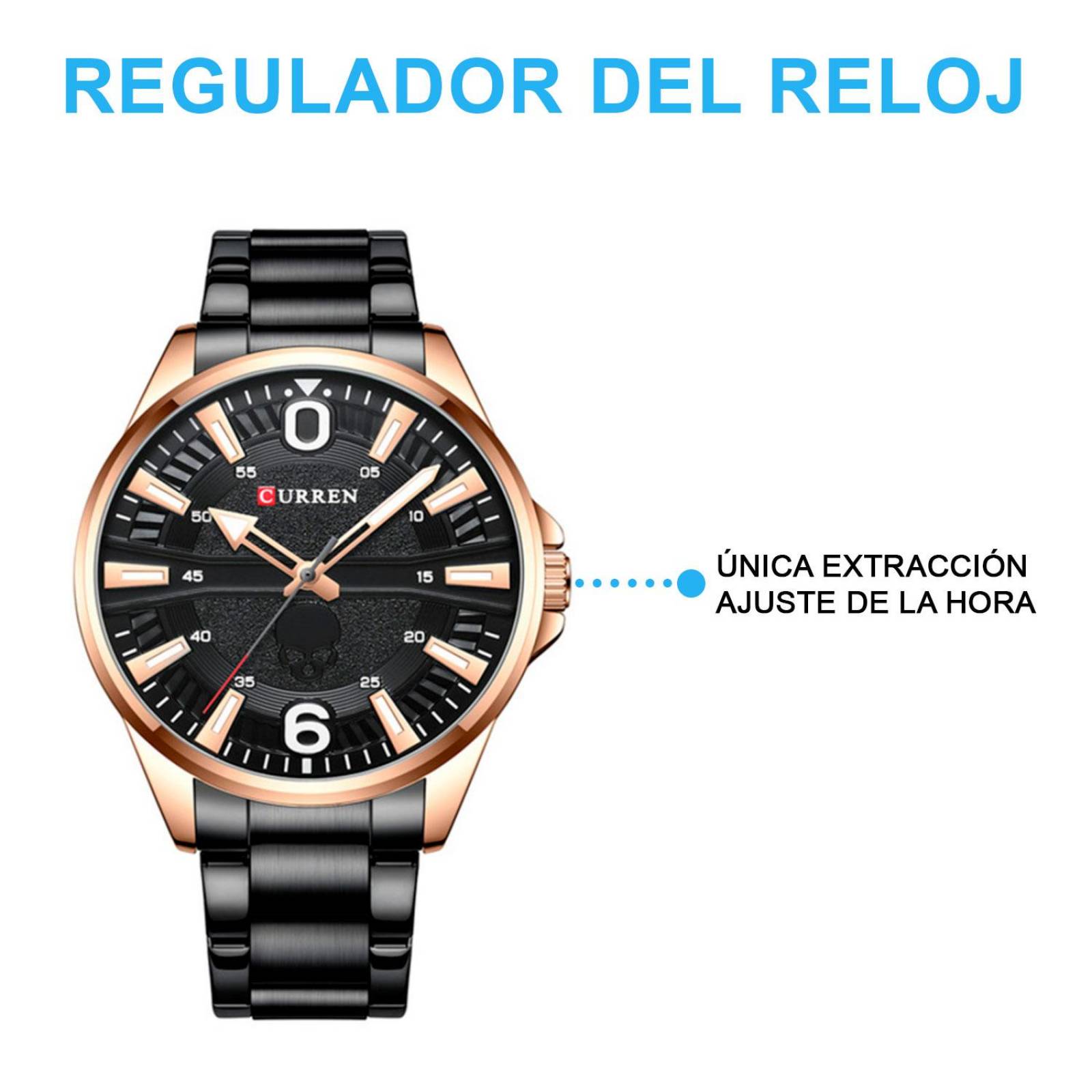 Reloj Curren Hombre,Análogo, Extensible Metal, Elegante, Broche Mariposa, Diseño Moderno, Casual, Re