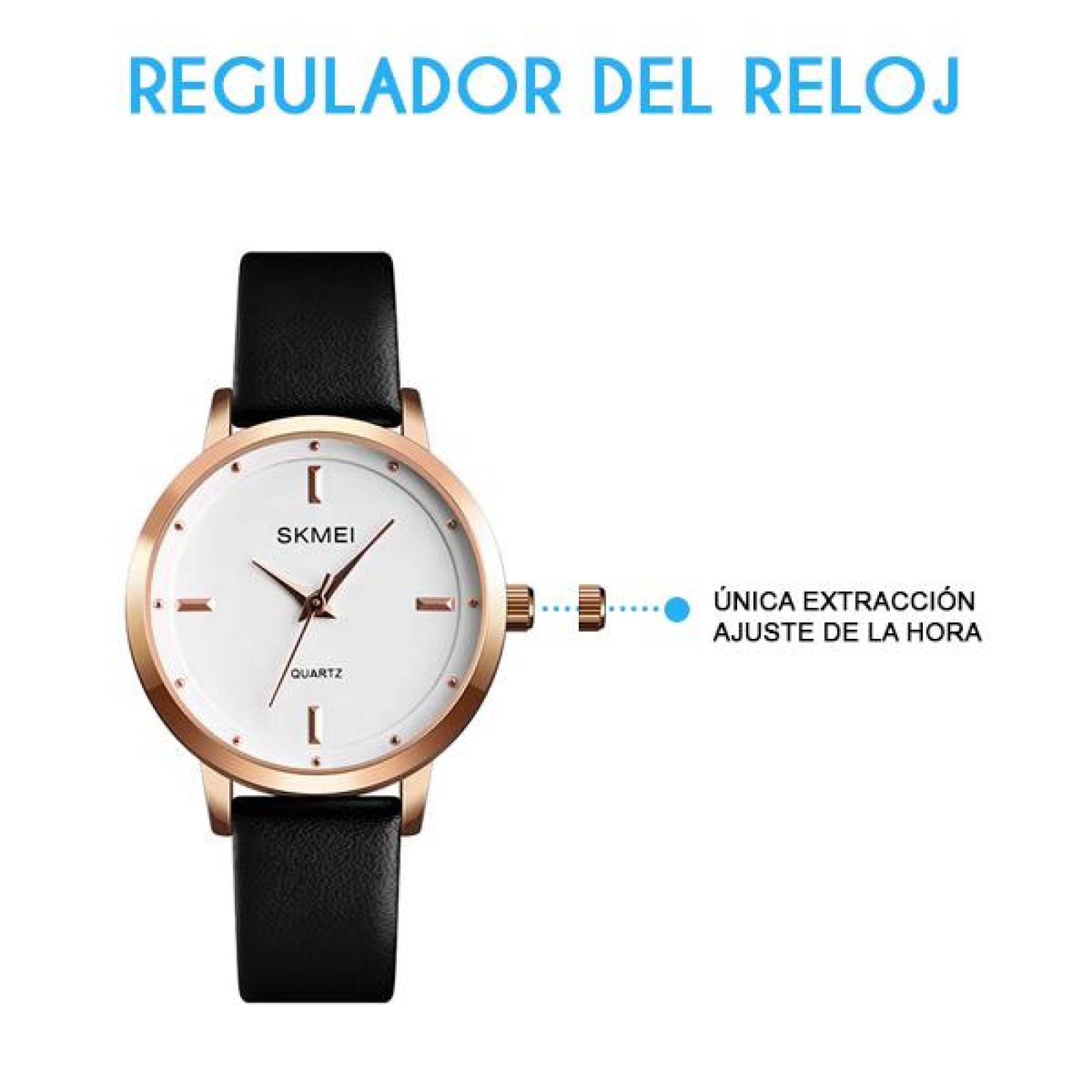 Reloj para Mujer Análogo, Detalle en Indicadores, Correa Ajustable a la Muñeca, Diseño Minimalista,  