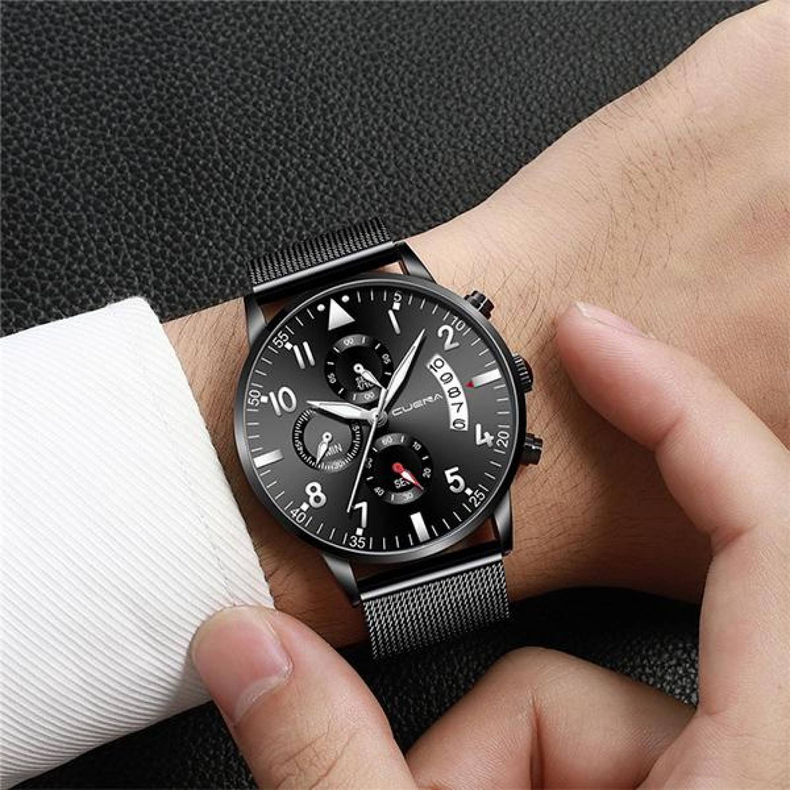Reloj de Pulsera para Hombre, Análogo, Ejecutivo, Exclusivo, Moderno, Fechador, Extensible de Acero  